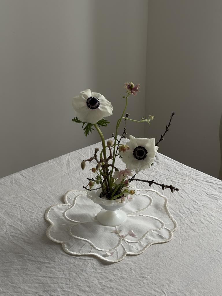 Плейсмат цветочный, молочный