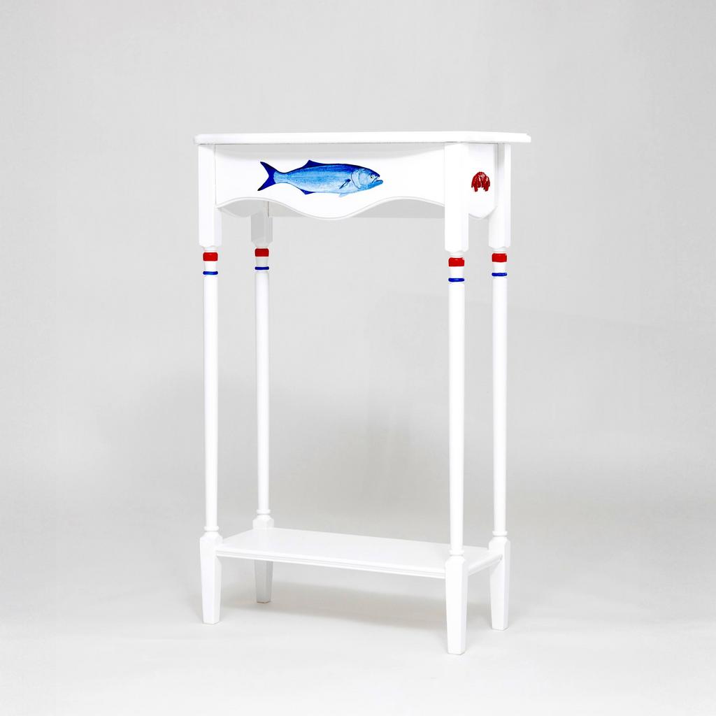 Hand-Painted Coastal Console Table — Nautical Beach House Entryway Table