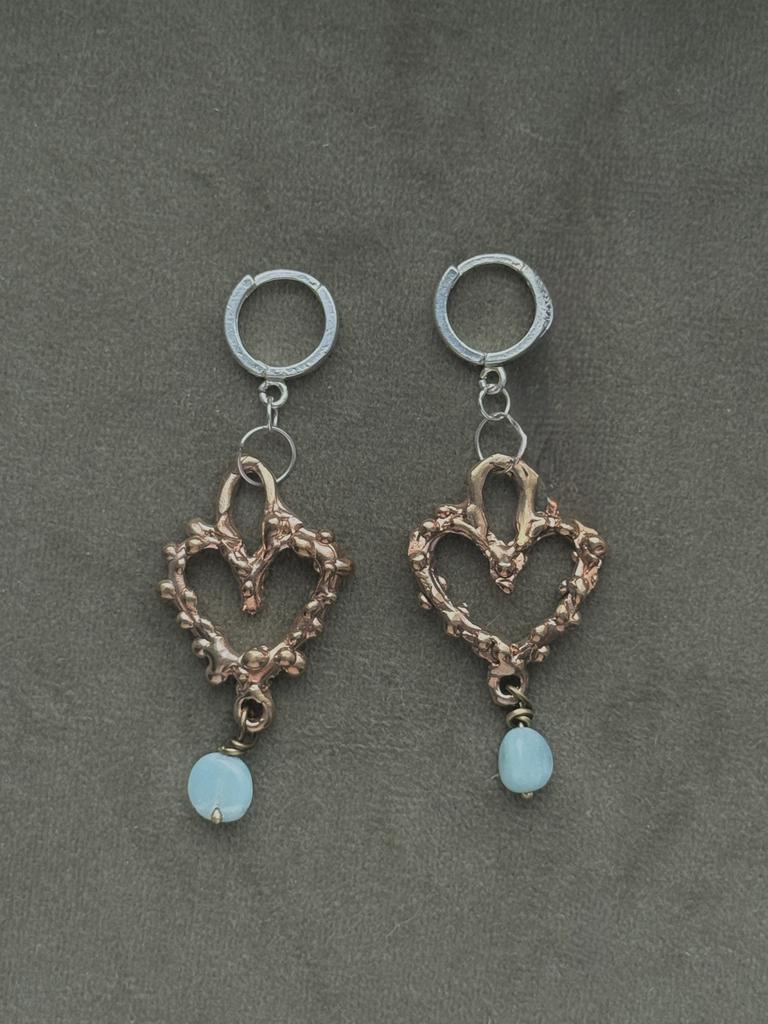 Серьги сердца на английском замке