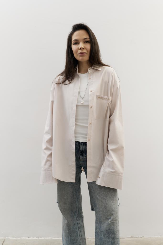 Рубашка over песочная