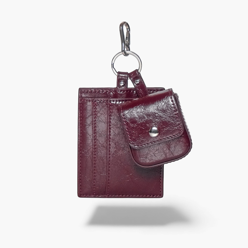 Картхолдер и чехол для наушников бургунди