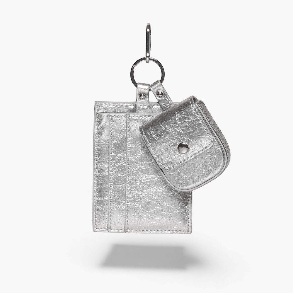 Картхолдер и чехол для наушников серебро