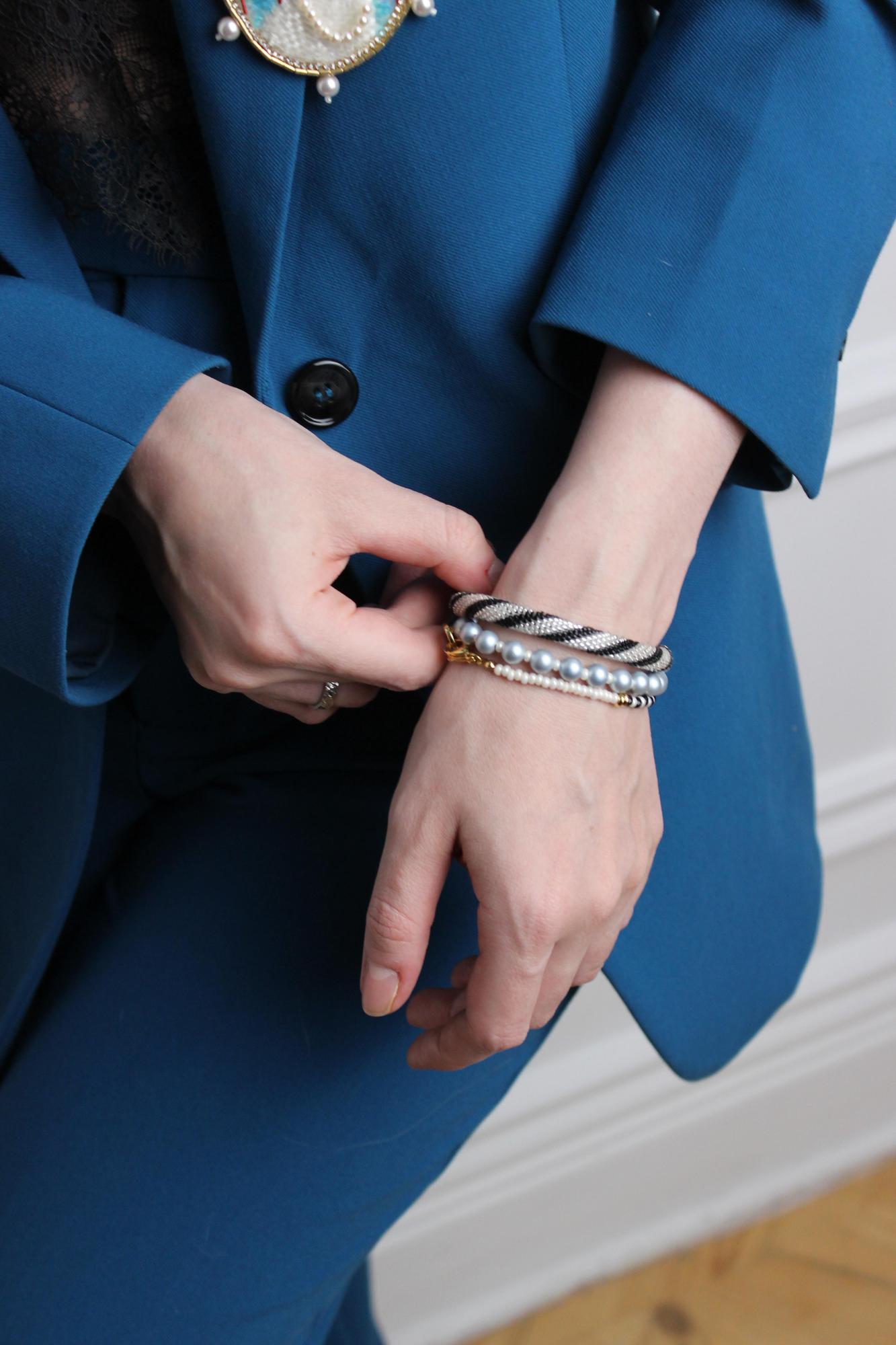 браслет "Полосатый аквамарин"