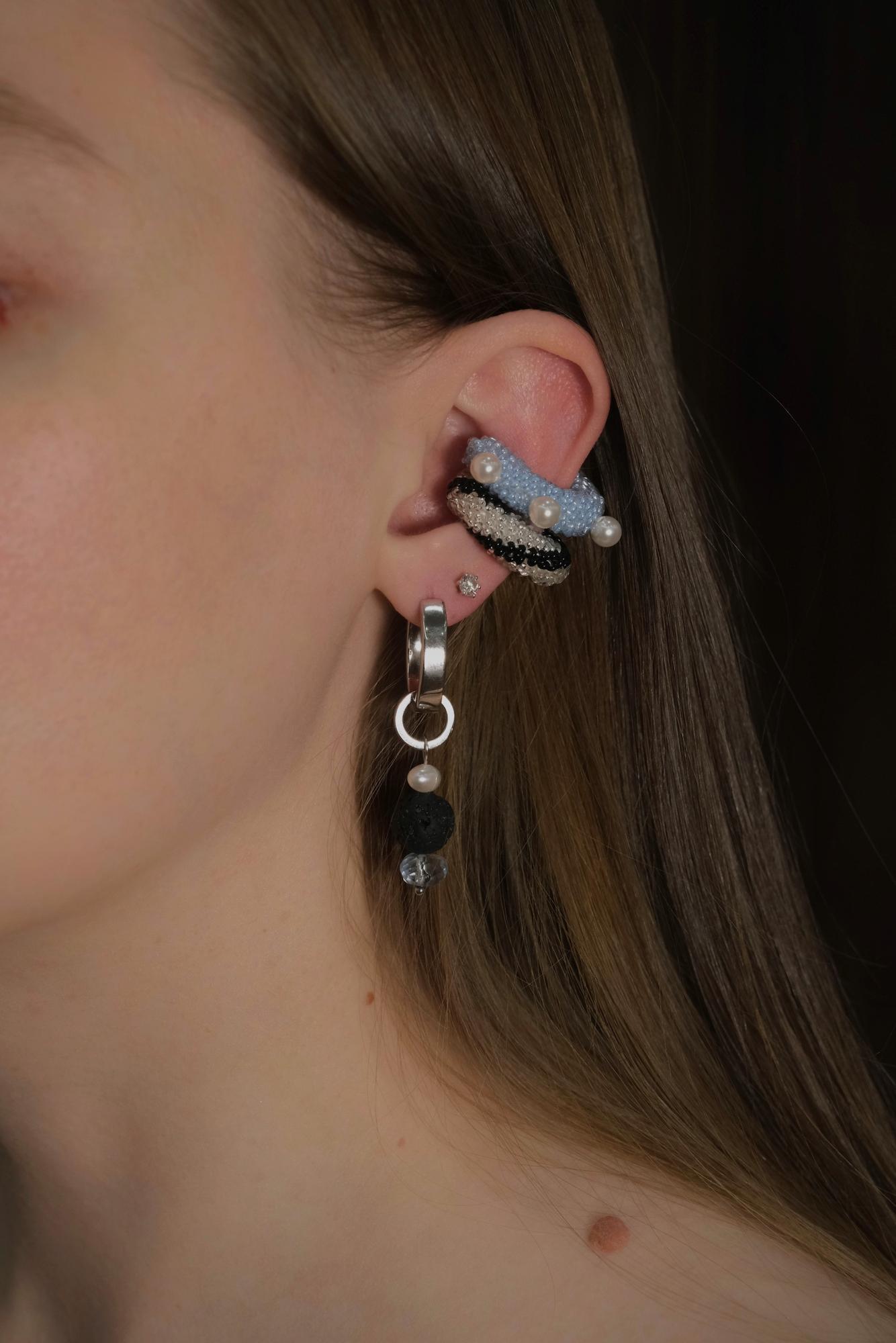 подвеска из лавы и жемчуга