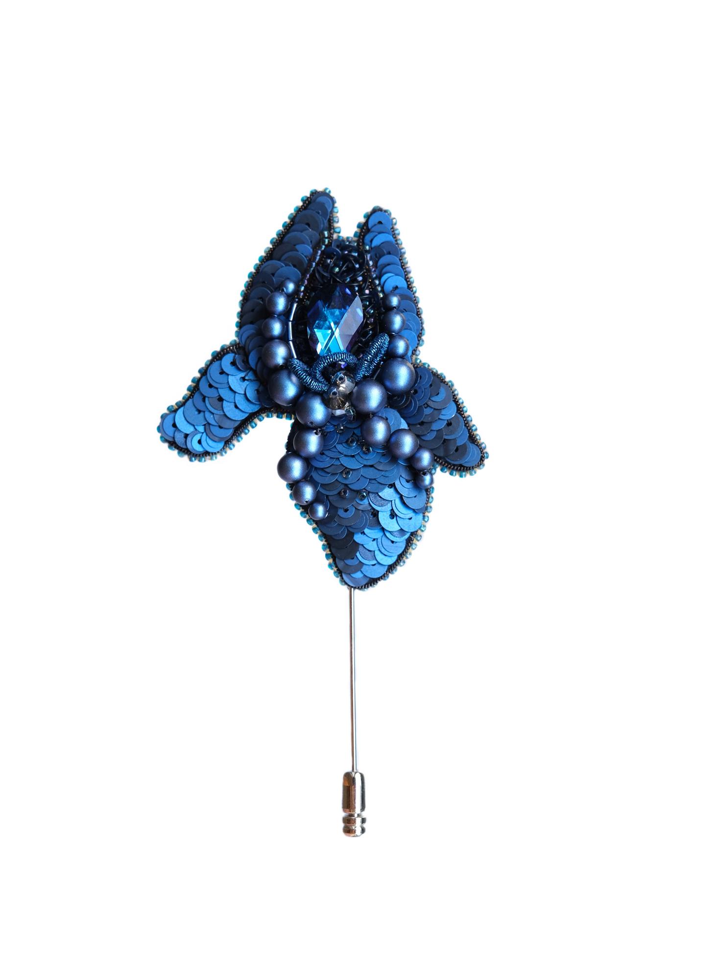 брошь "Ирис индиго"