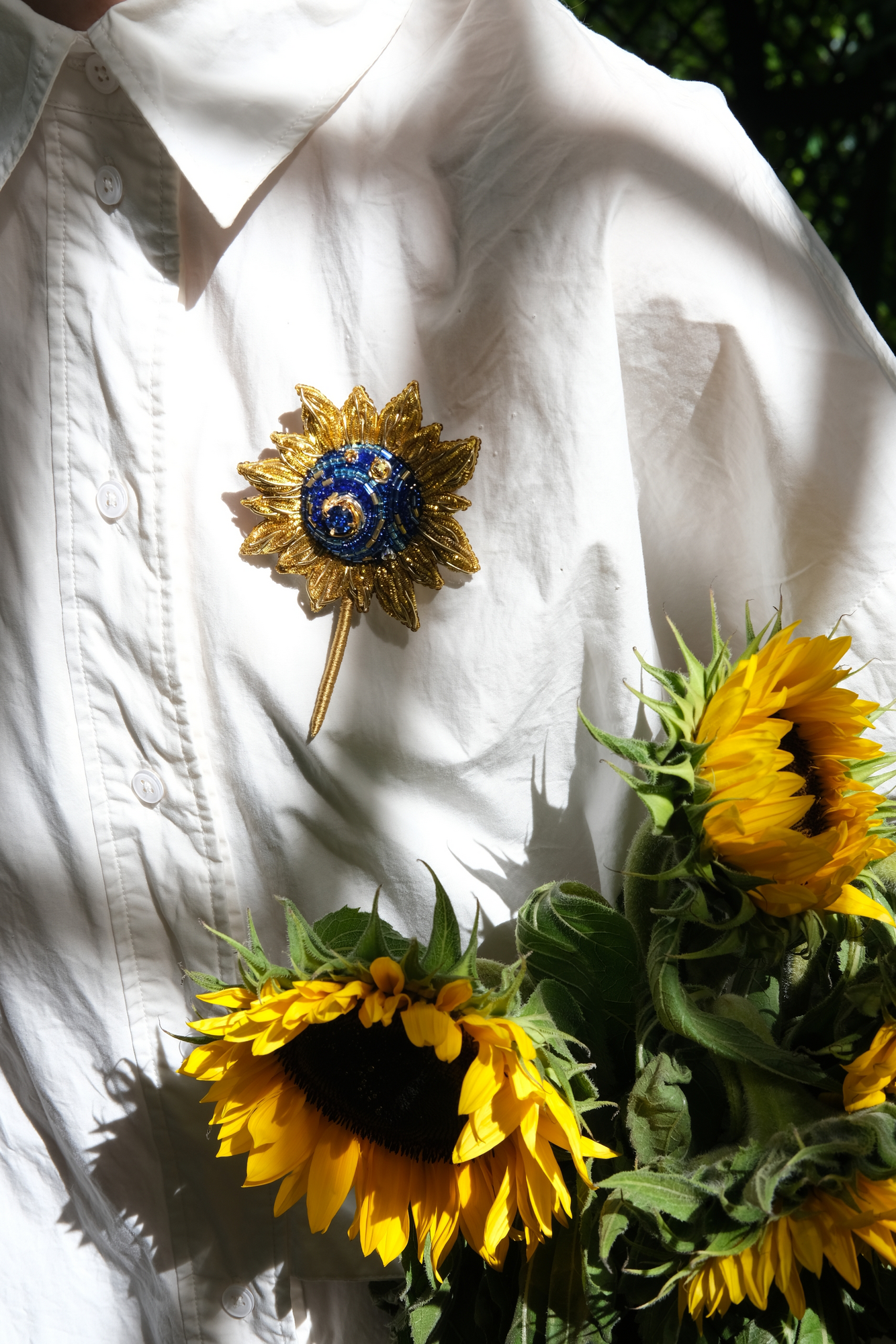 брошь "Подсолнух Ван Гога"