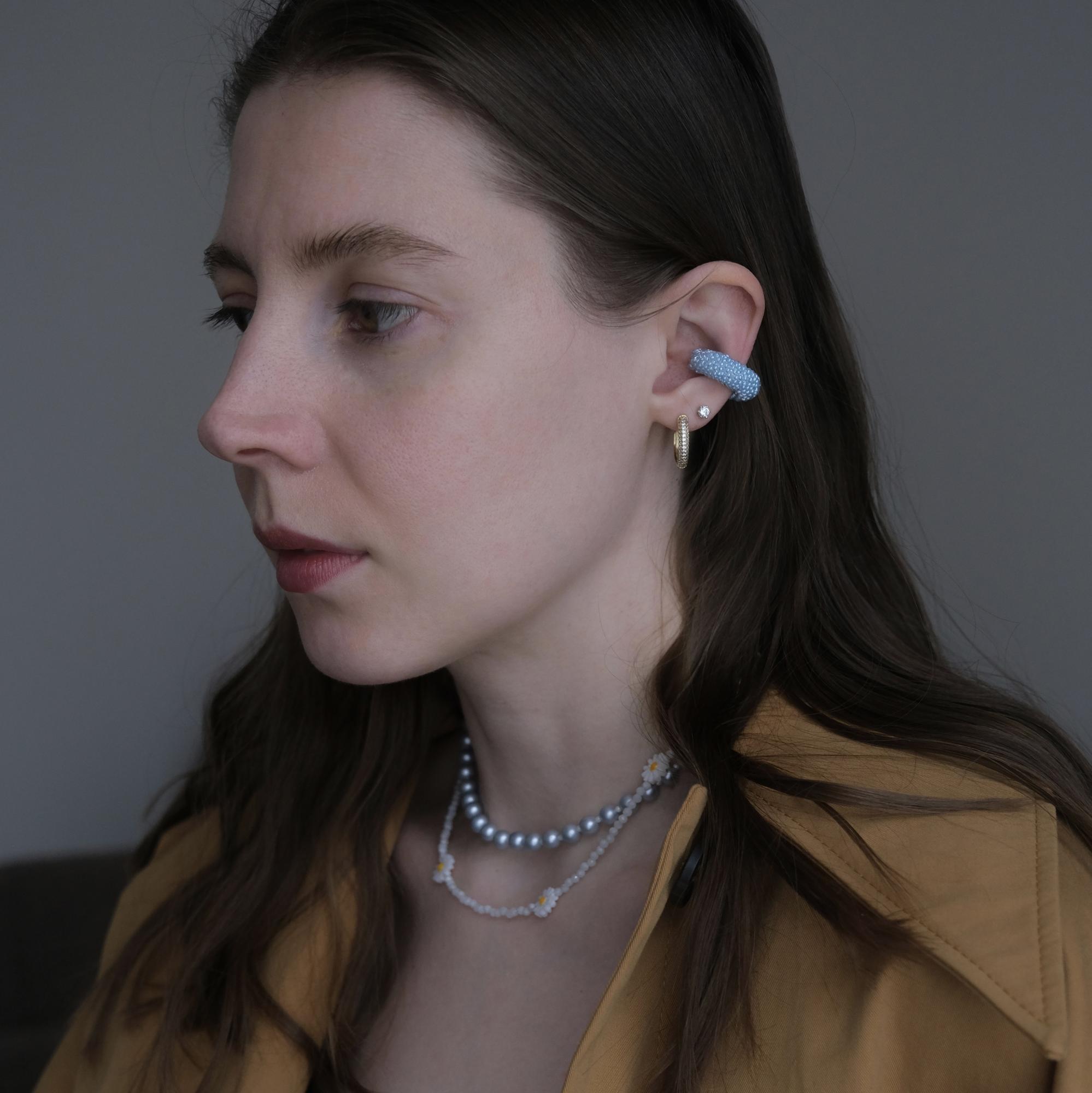 КОМПЛЕКТ МЕСЯЦА "Незабудка": чокер из голубого жемчуга + «любит-не любит» + голубой кафф