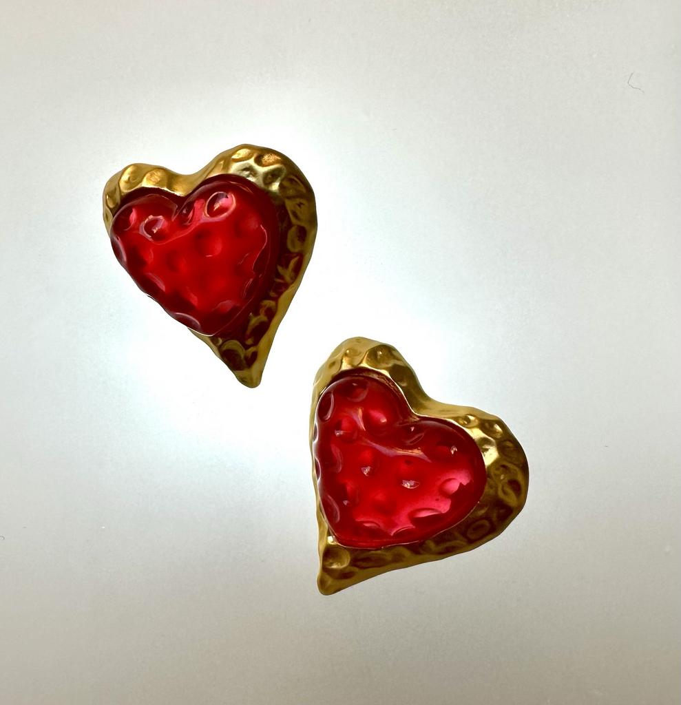 Серьги "Красные сердца"