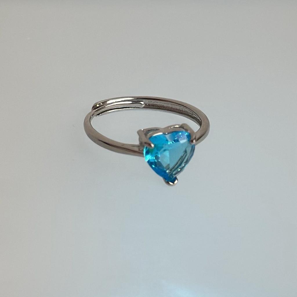 Кольцо "Сердце" голубое