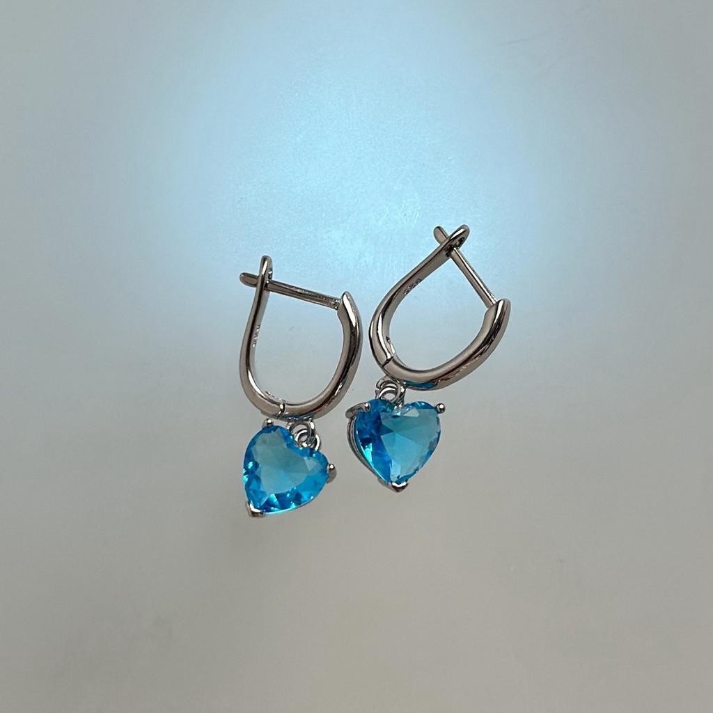 Серьги "Сердца" голубые