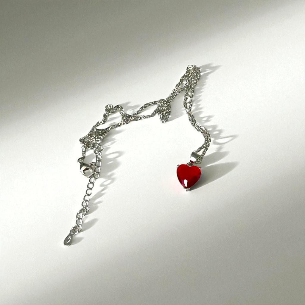 Кулон на цепочке "Сердца" красный