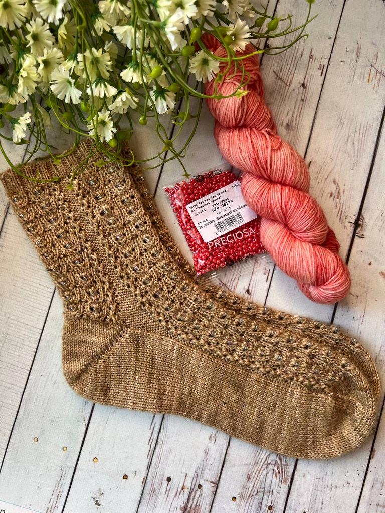 Набор для вязания носочков "КАПЛИ РОСЫ" Цвет коралл 2