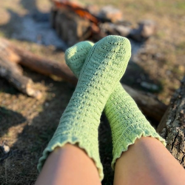 Носки "Лето" хлопковые зеленое яблоко