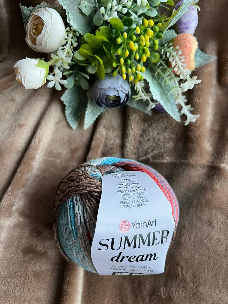 Summer Dream YarnArt цвет 4311 красный/голубой/св.коричневый