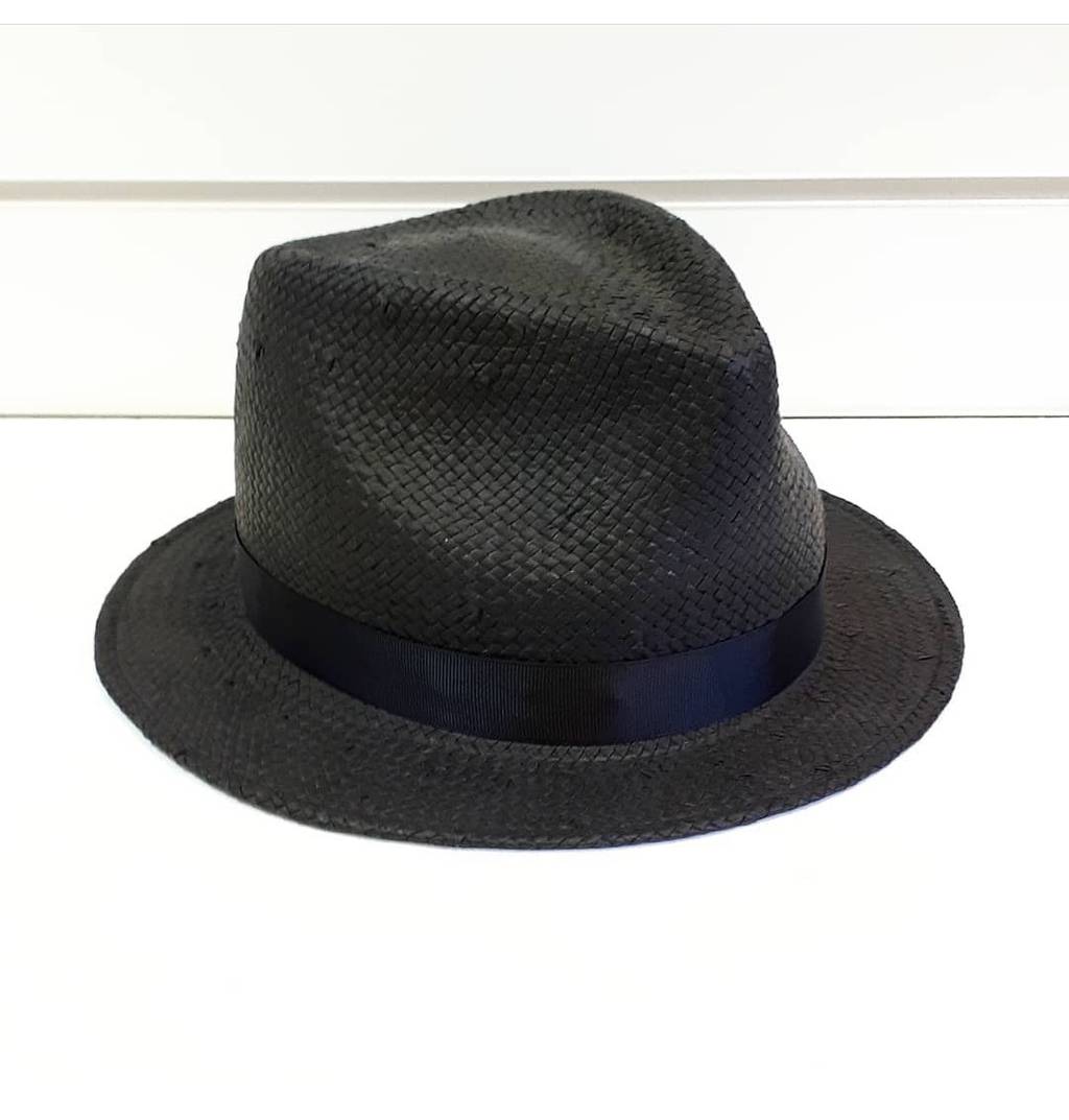 Соломенная шляпа Федора. Цвет черный
