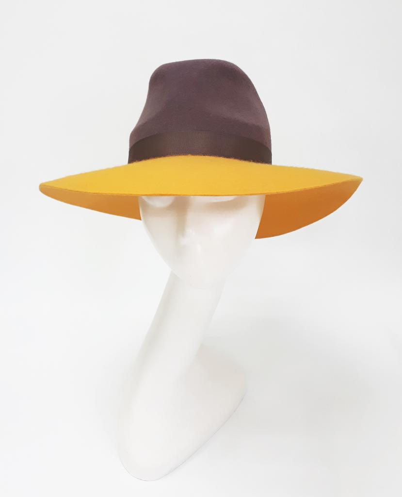 Двухцветная широкополая шляпа Fedora