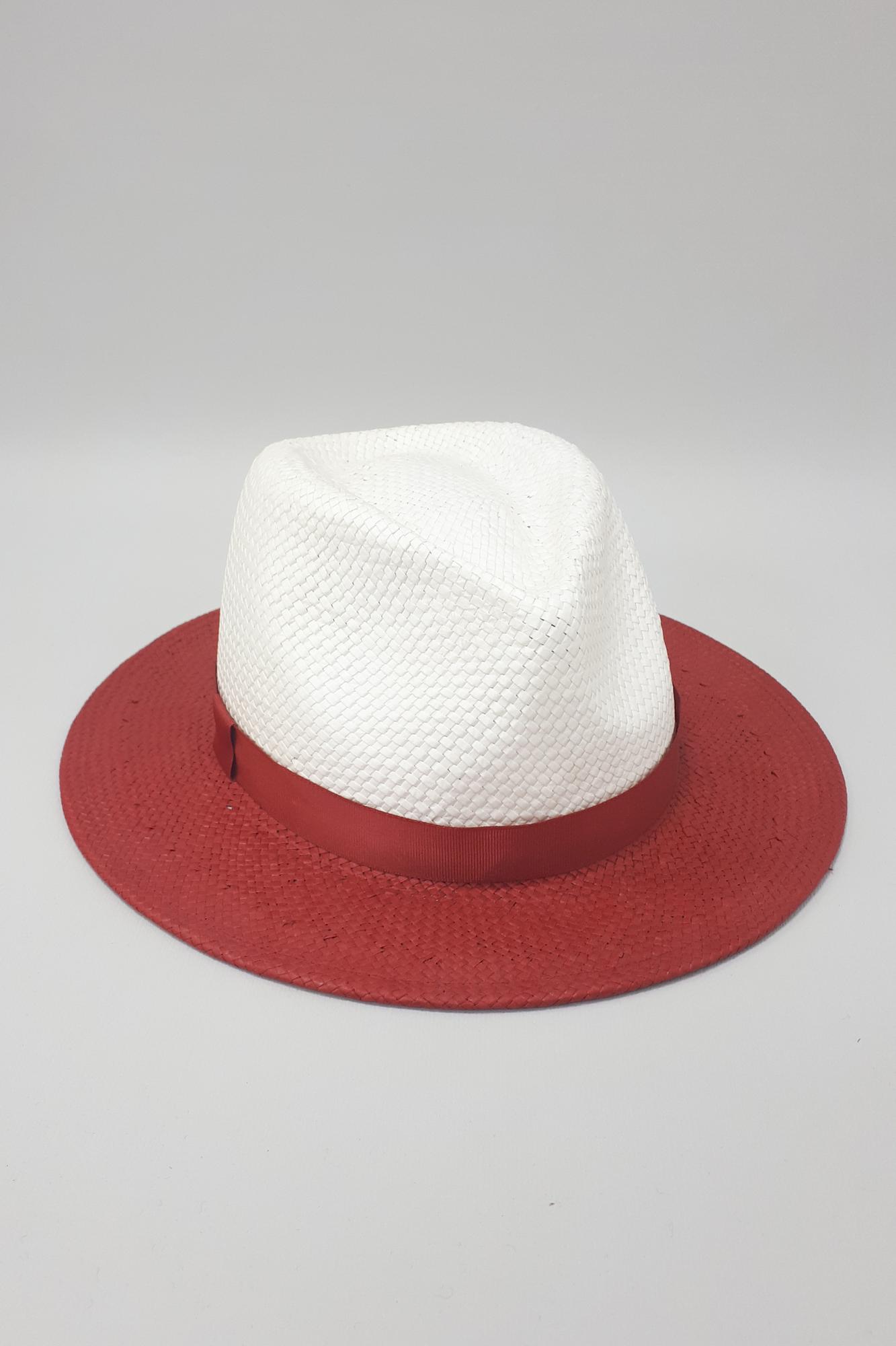 Соломенная шляпа Федора двухцветная