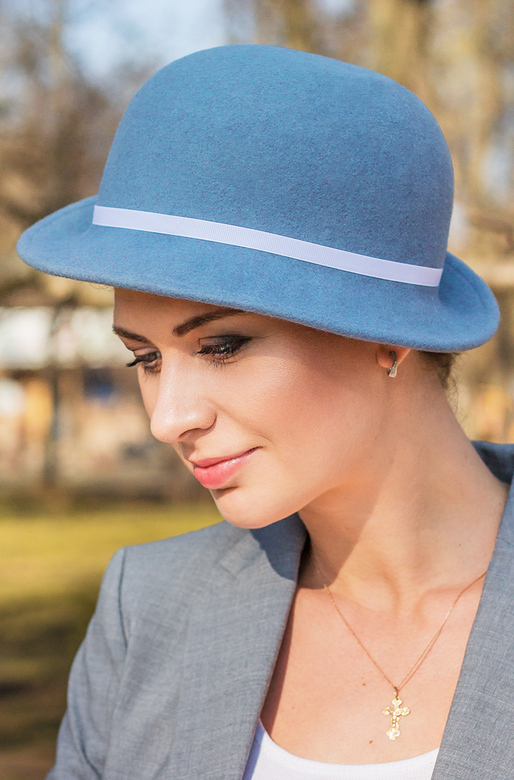 Фетровая шляпа серо-голубого цвета от Ланы Анисимовой. Модель "Аннет"