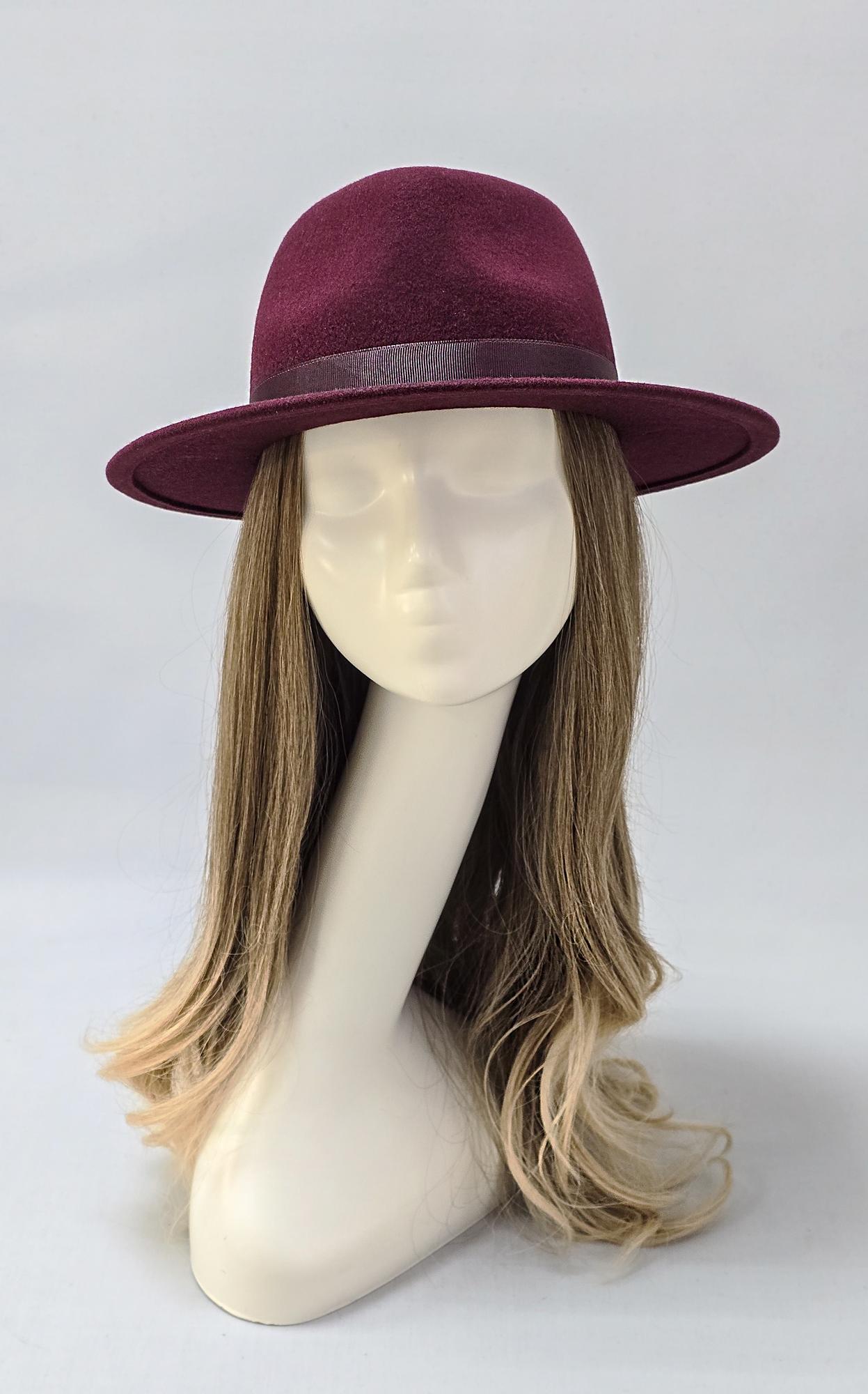 Шляпа федора остроносая. Цвет Deep Wine