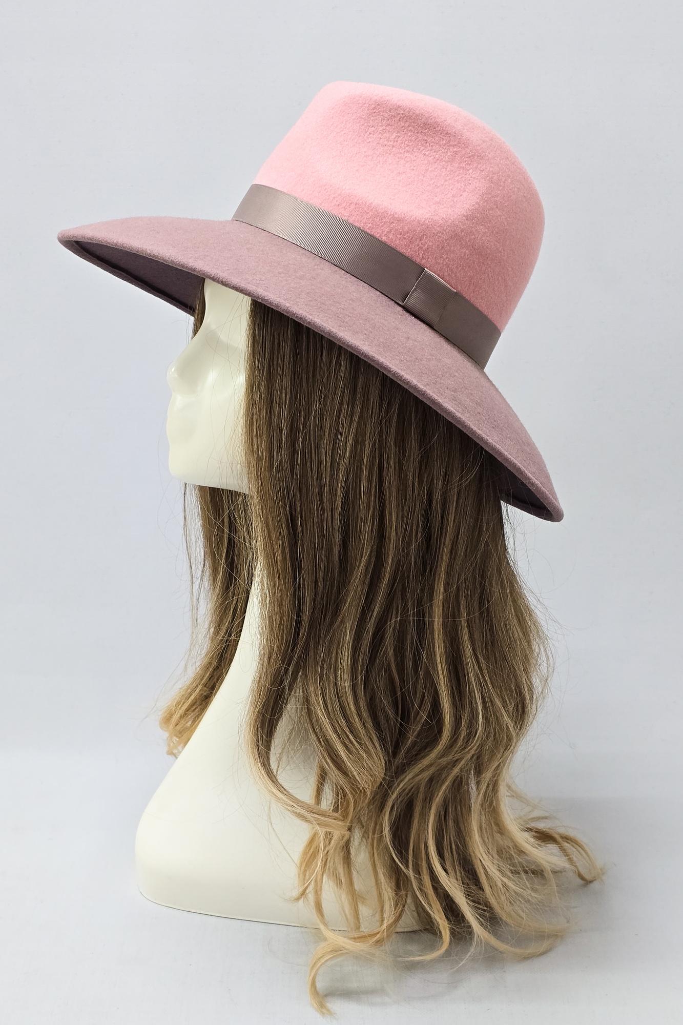 Шляпа федора женская пудровая