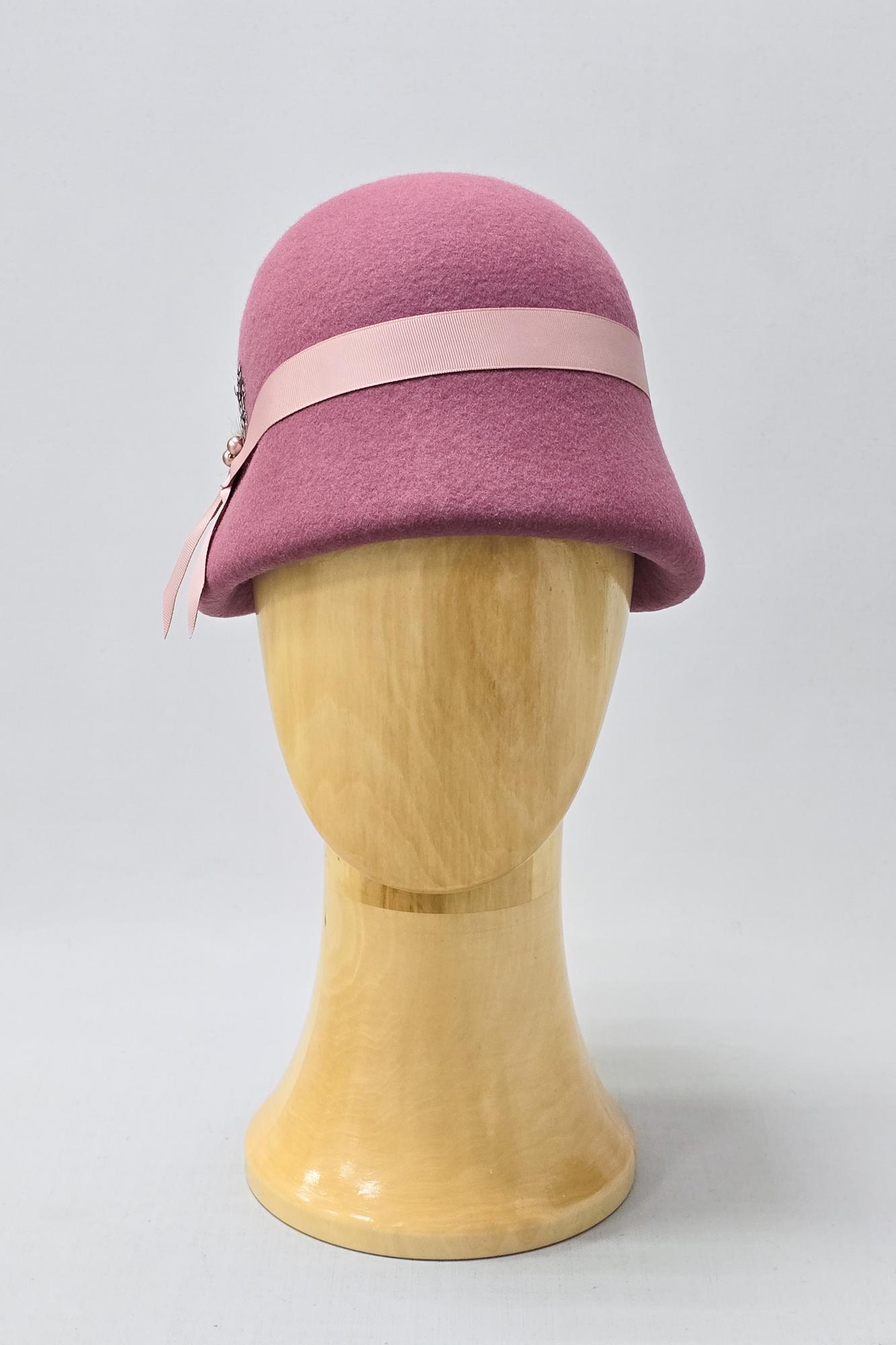 Фетровая шляпа клош. Цвет Античная роза