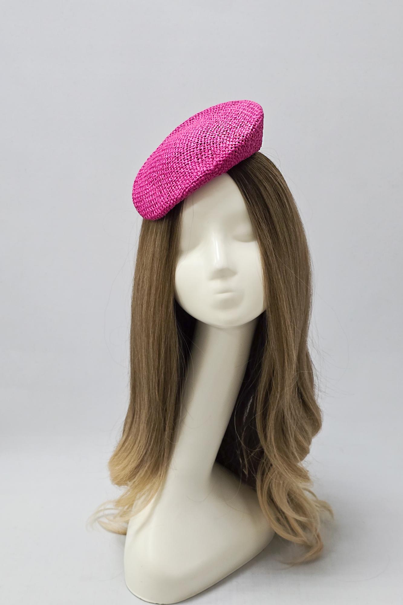 Соломенная вечерняя шляпка "Nataly". Цвет фуксия