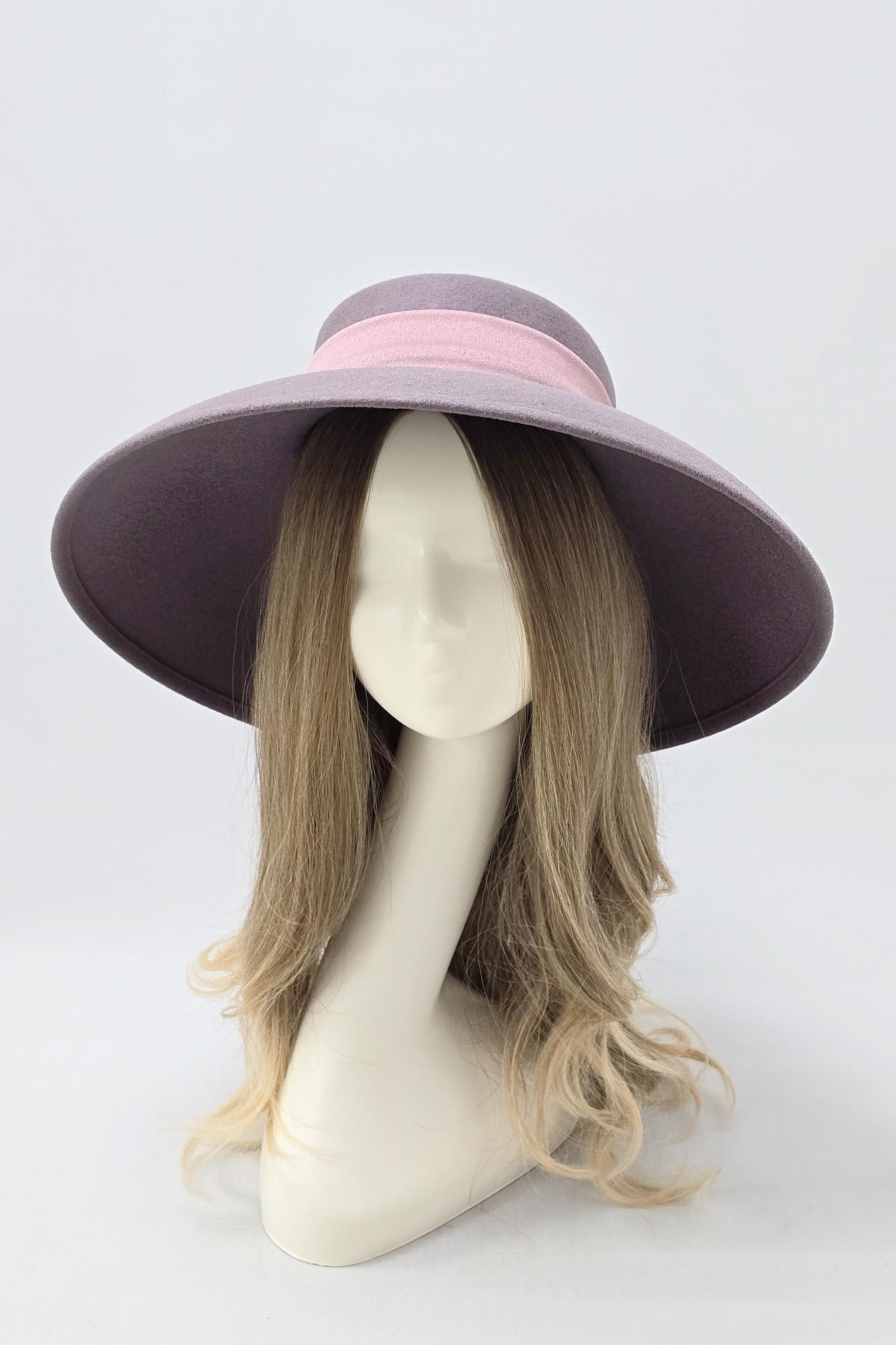 Широкополая шляпа "Незнакомка". Цвет сиреневый туман