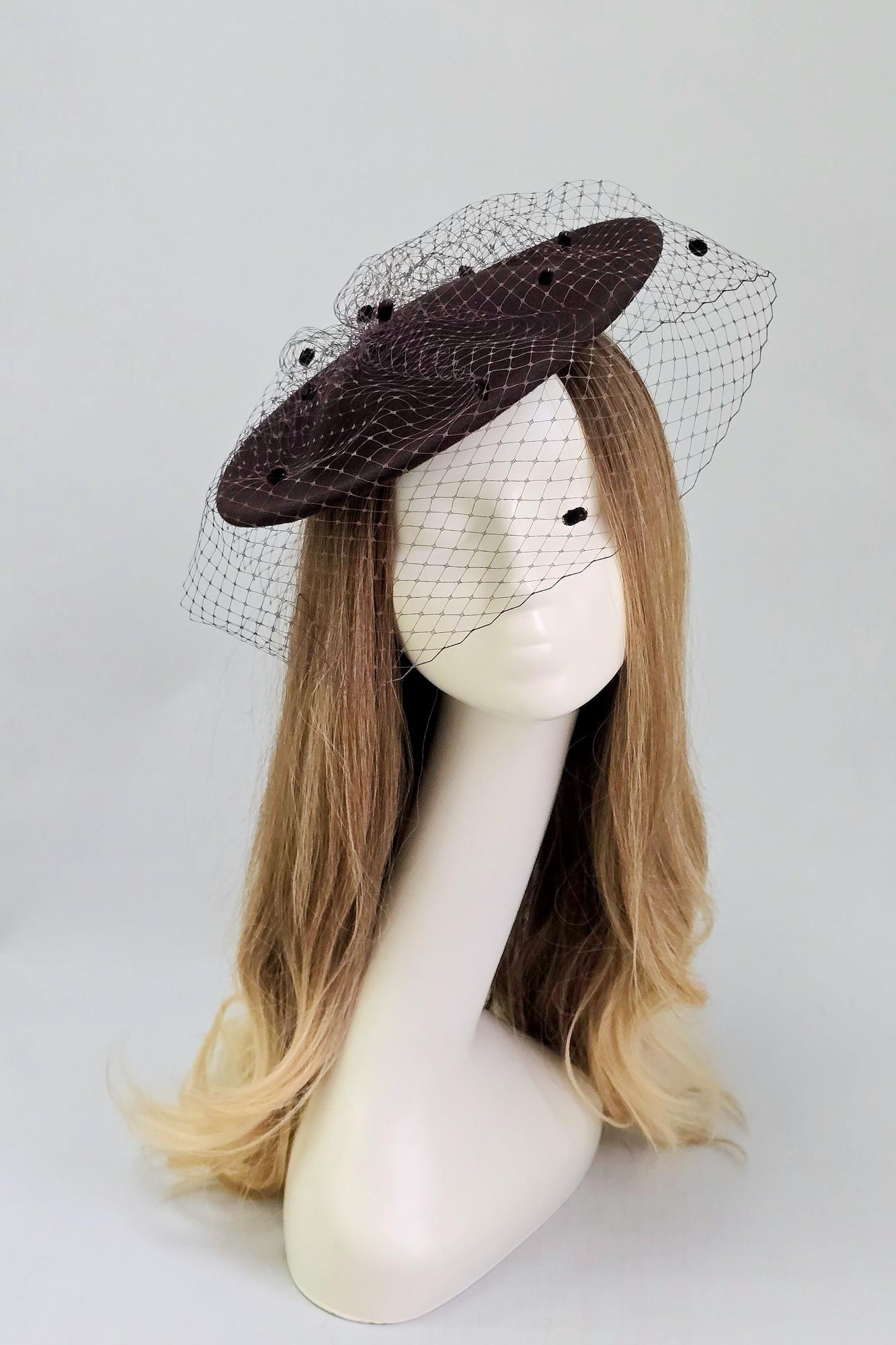 Шляпа Катрин с вуалью. Цвет темный шоколад
