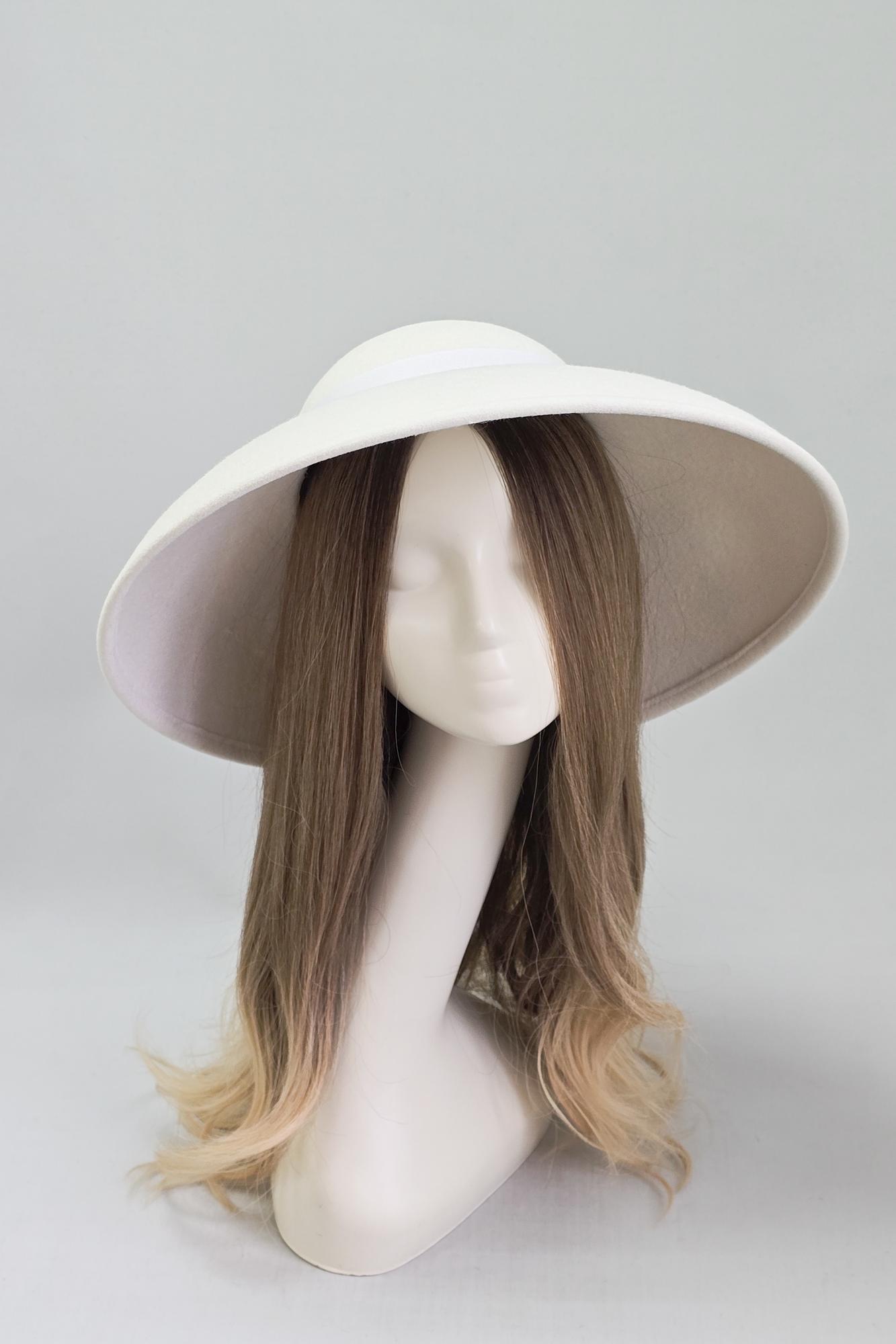 Широкополая шляпа Одри. Цвет молочный