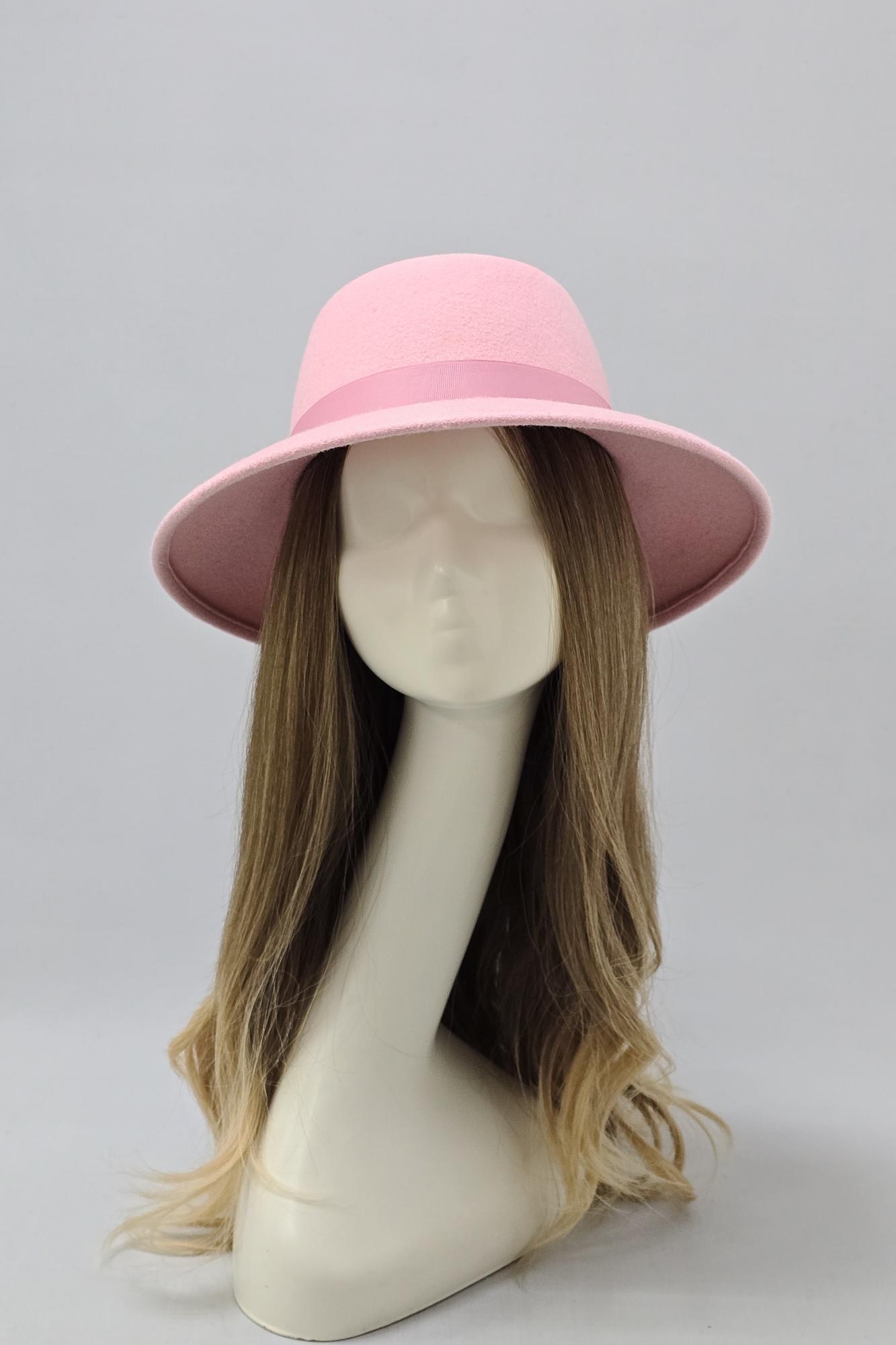 Фетровая шляпа "Незнакомка мини". Цвет светло-розовый