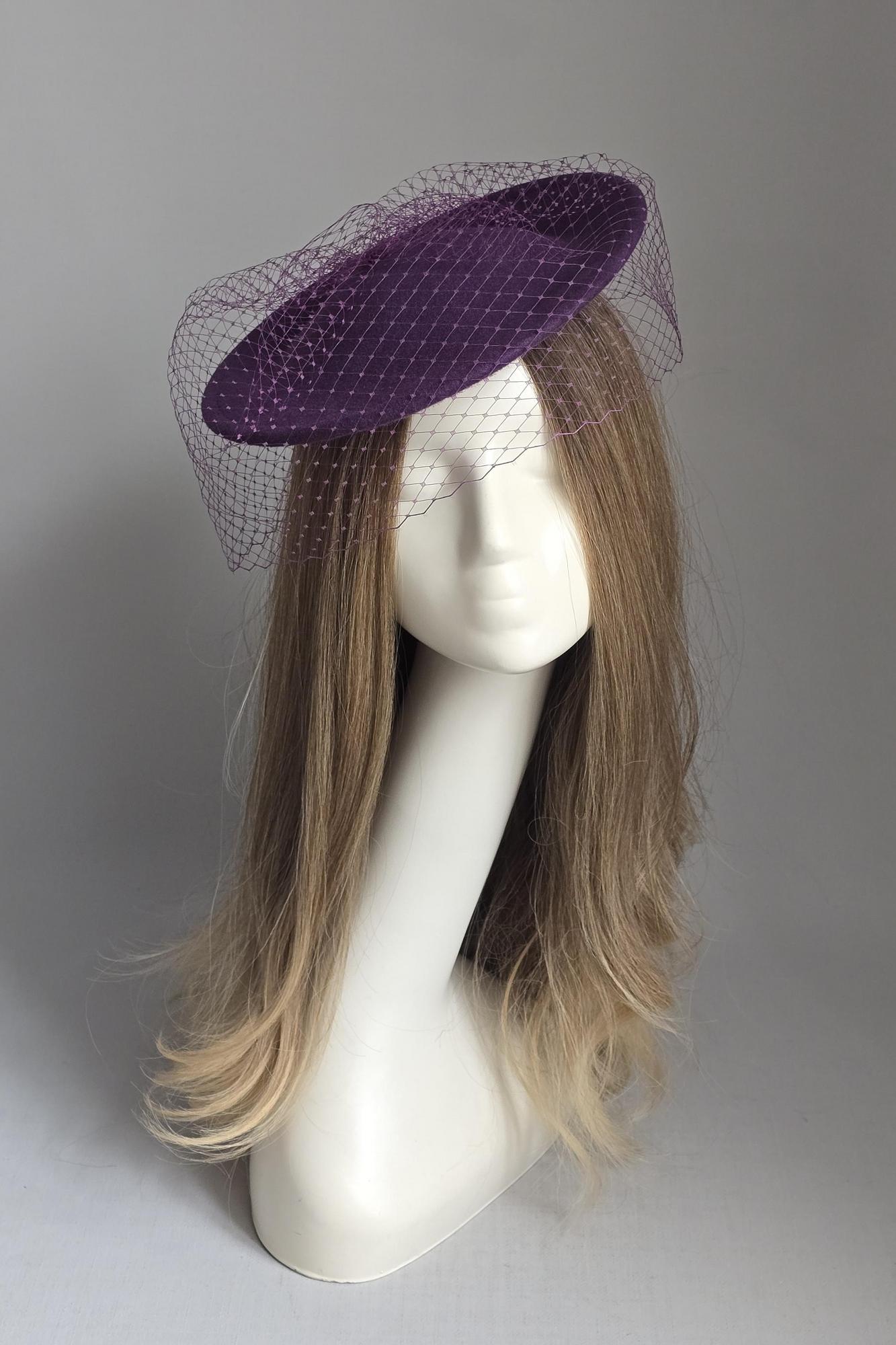 Шляпа Катрин с вуалью. Цвет фиолетовый