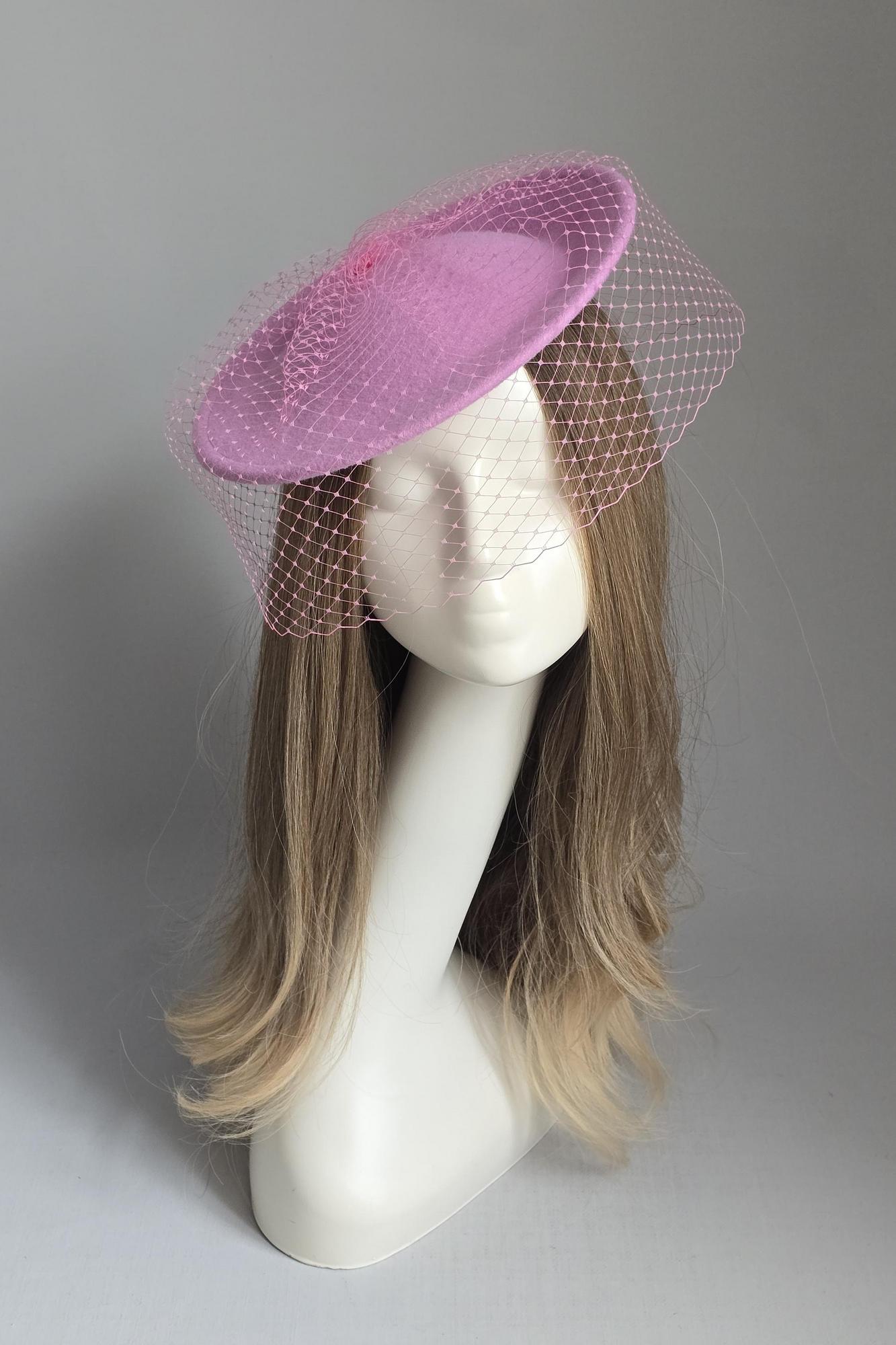 Шляпа Катрин с вуалью. Цвет розовый