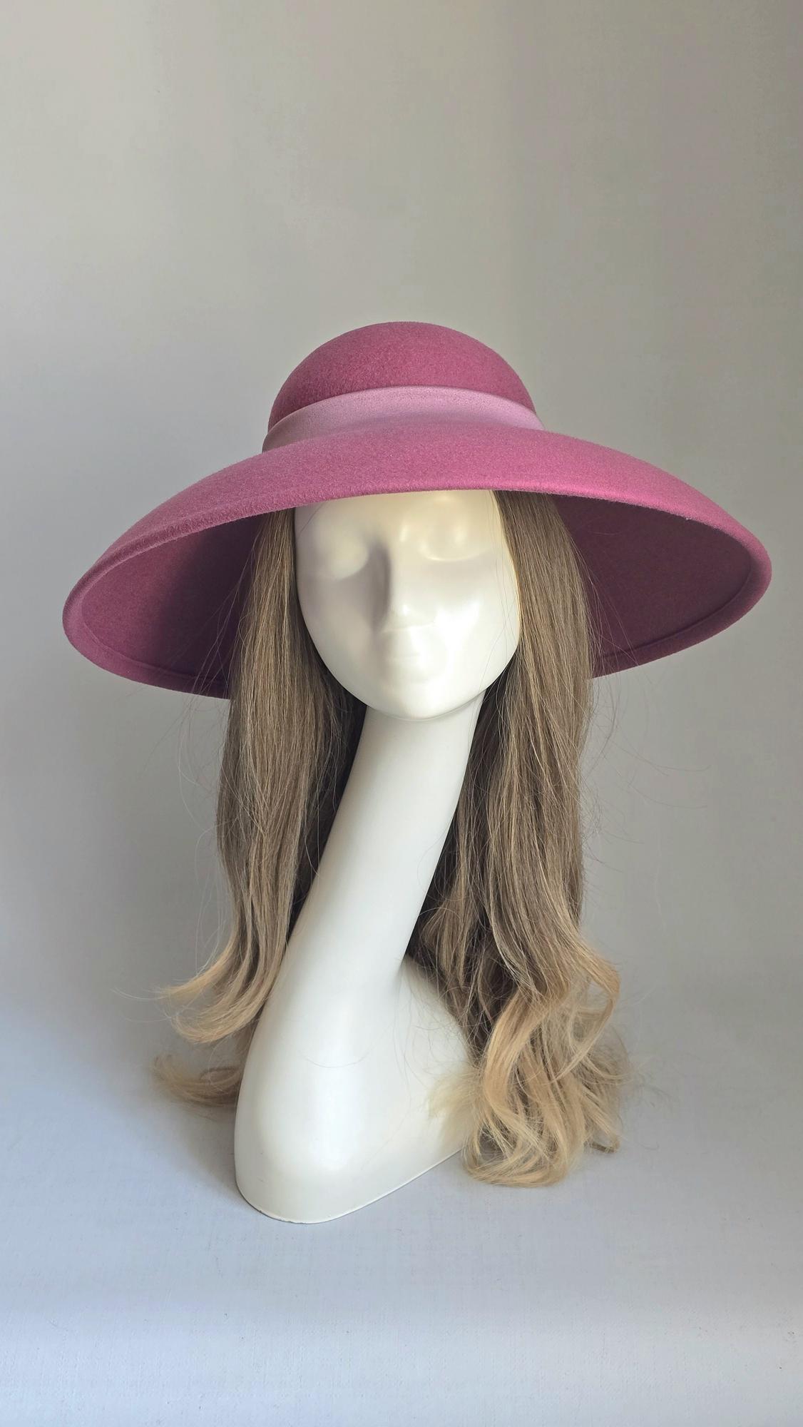 Широкополая шляпка Одри. Цвет античная роза