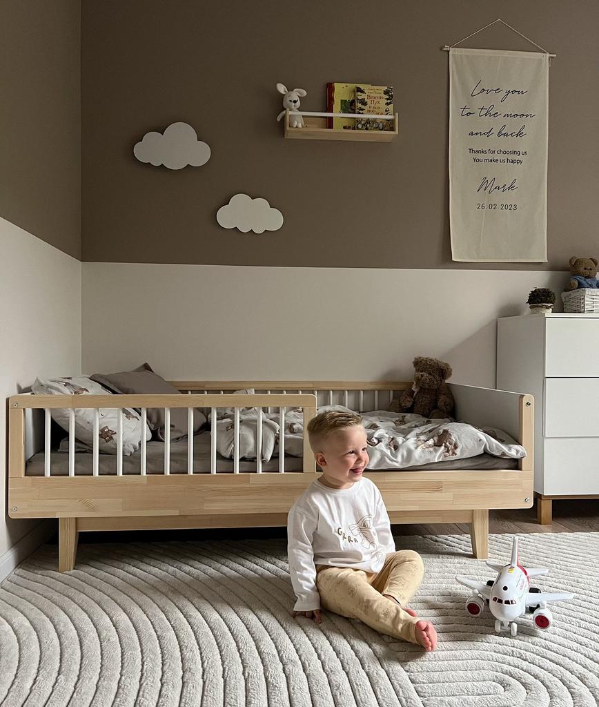 Кровать Вуди - Натуральное дерево с белым