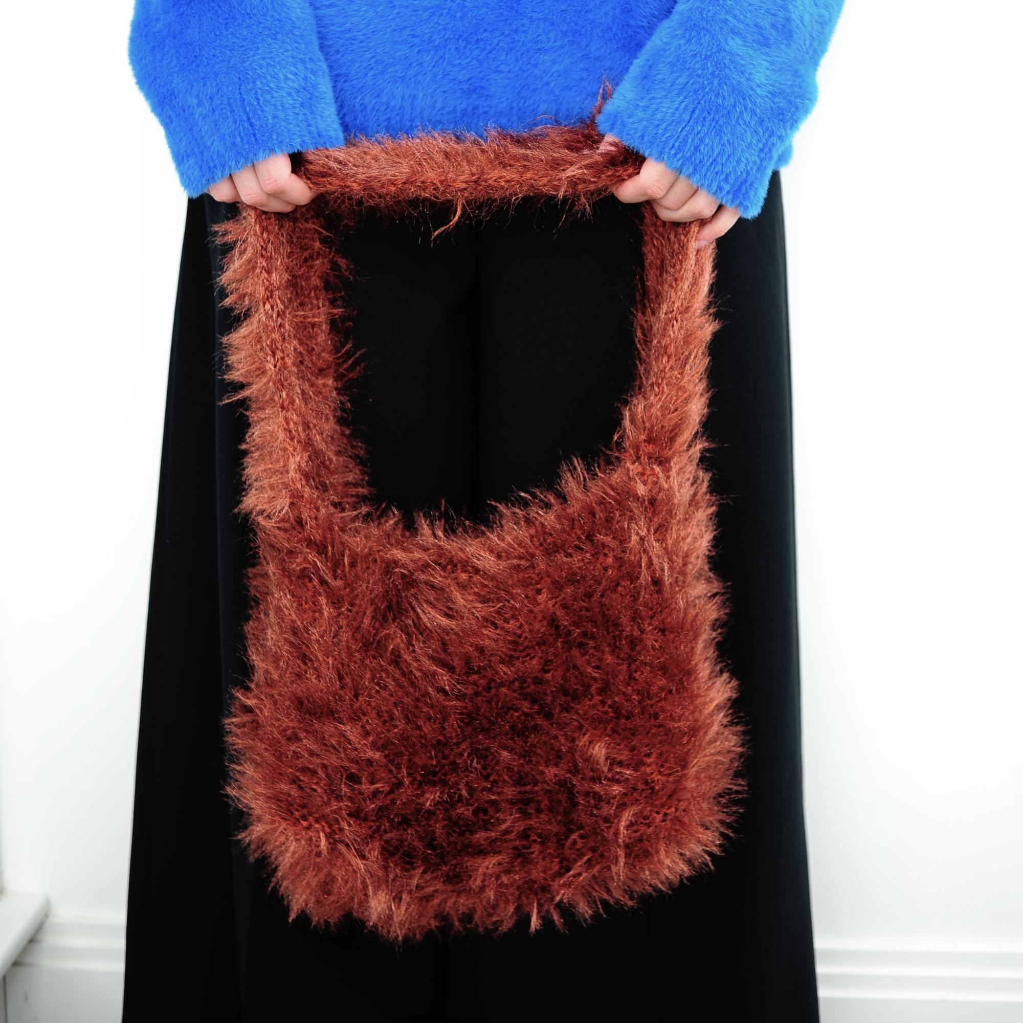 Furry  bag - terracotta