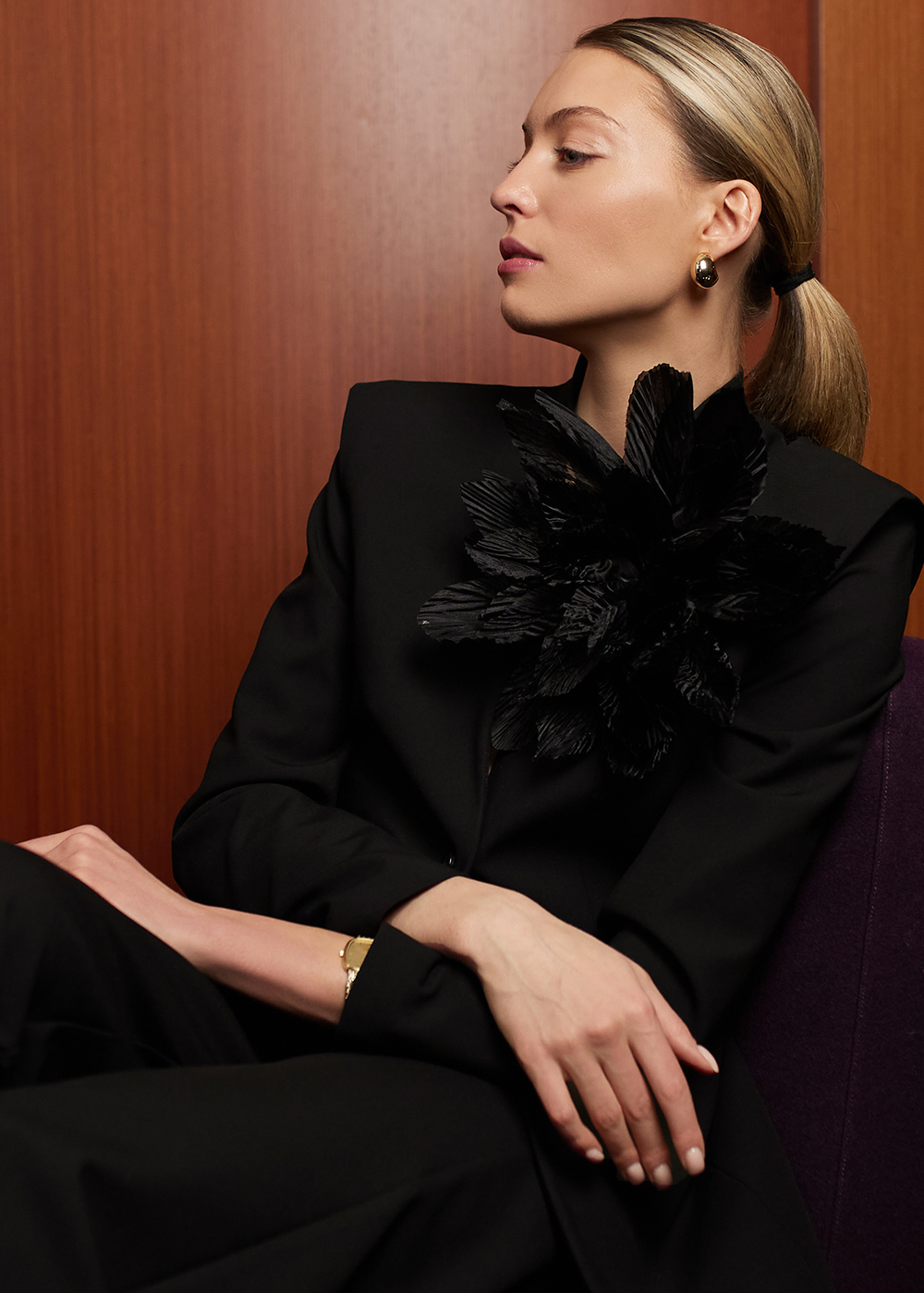 Peony plisse black 20cm