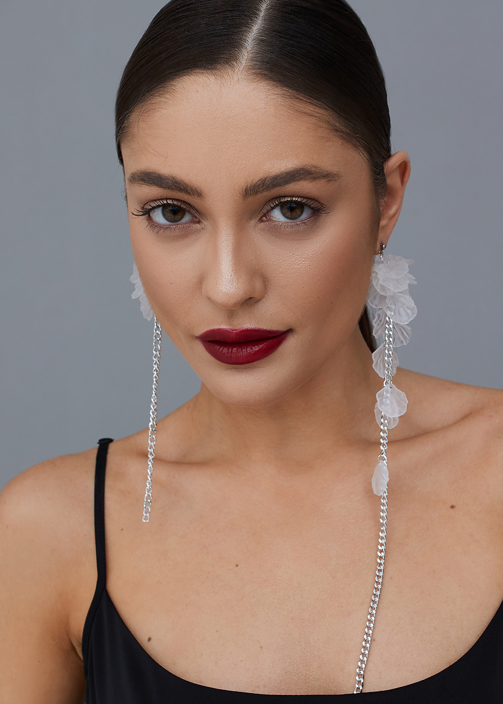 Earrings-petals white