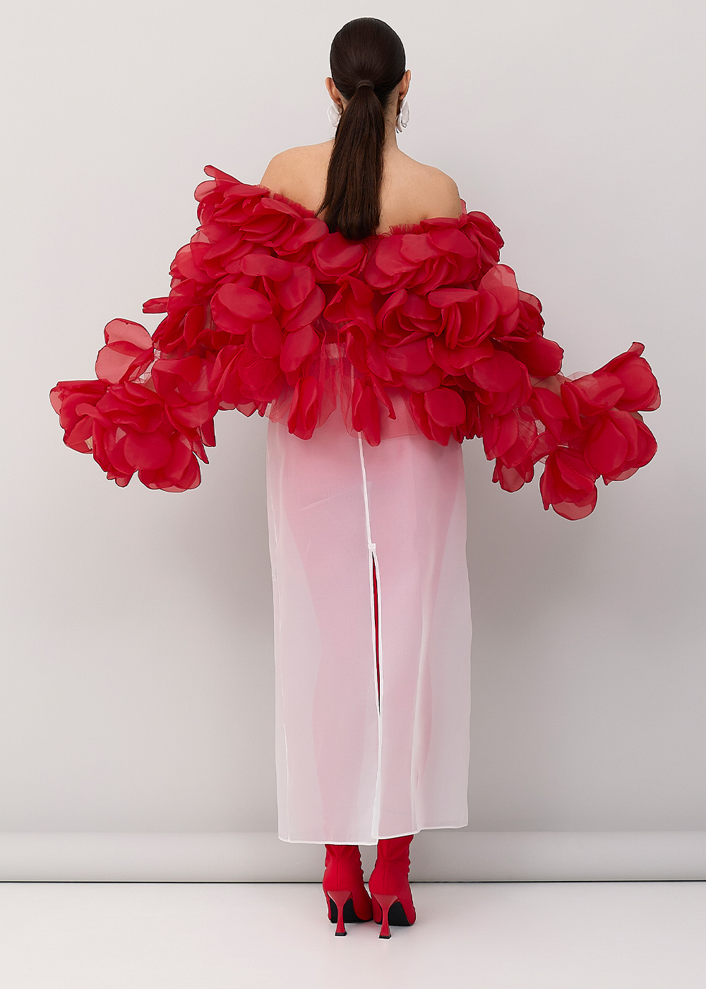 Blouse with petals red