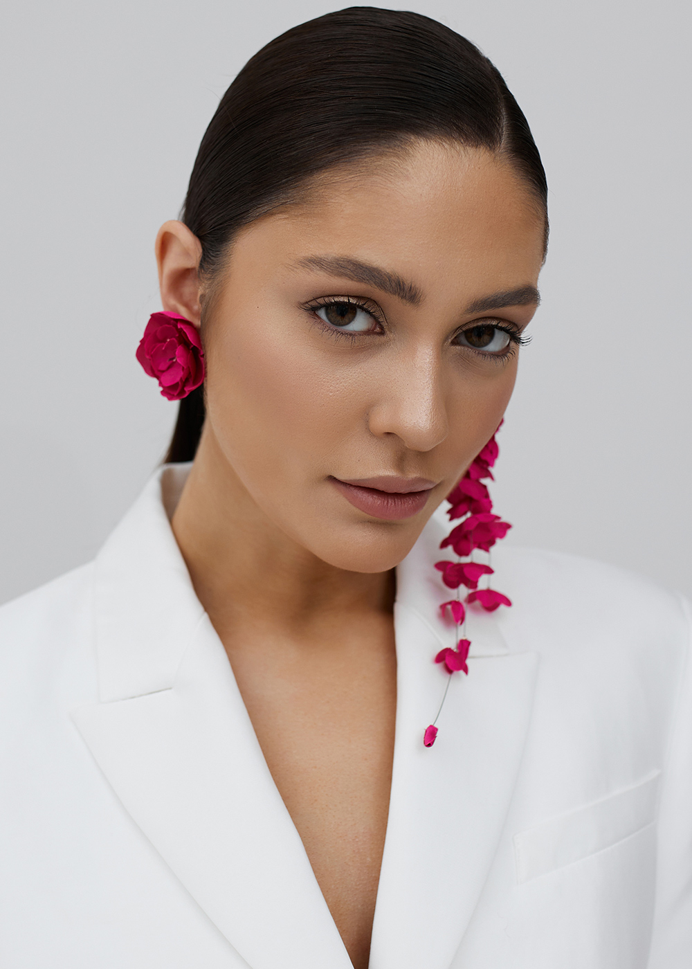 Earrings-bunch trio, fuchsia