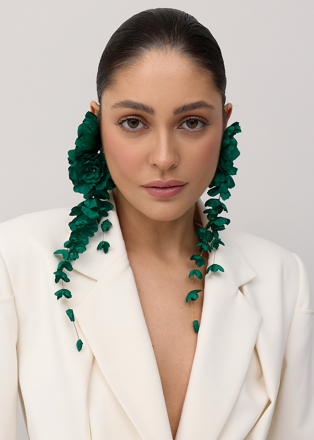 Earrings-bunch trio, emerald