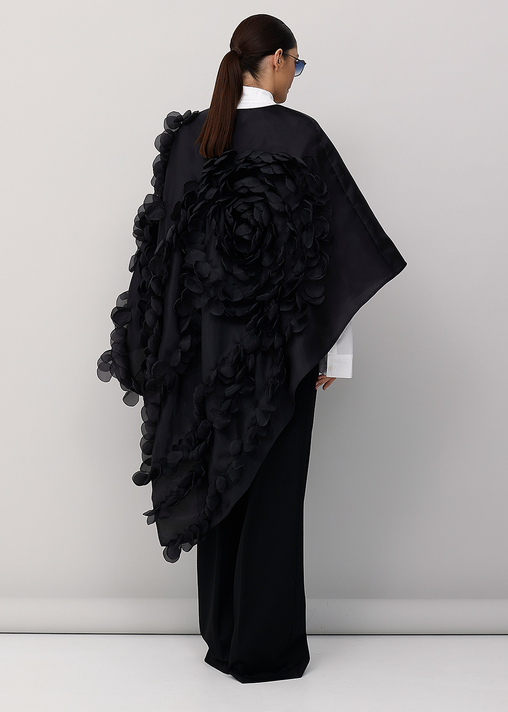 Asymmetrical cape, black