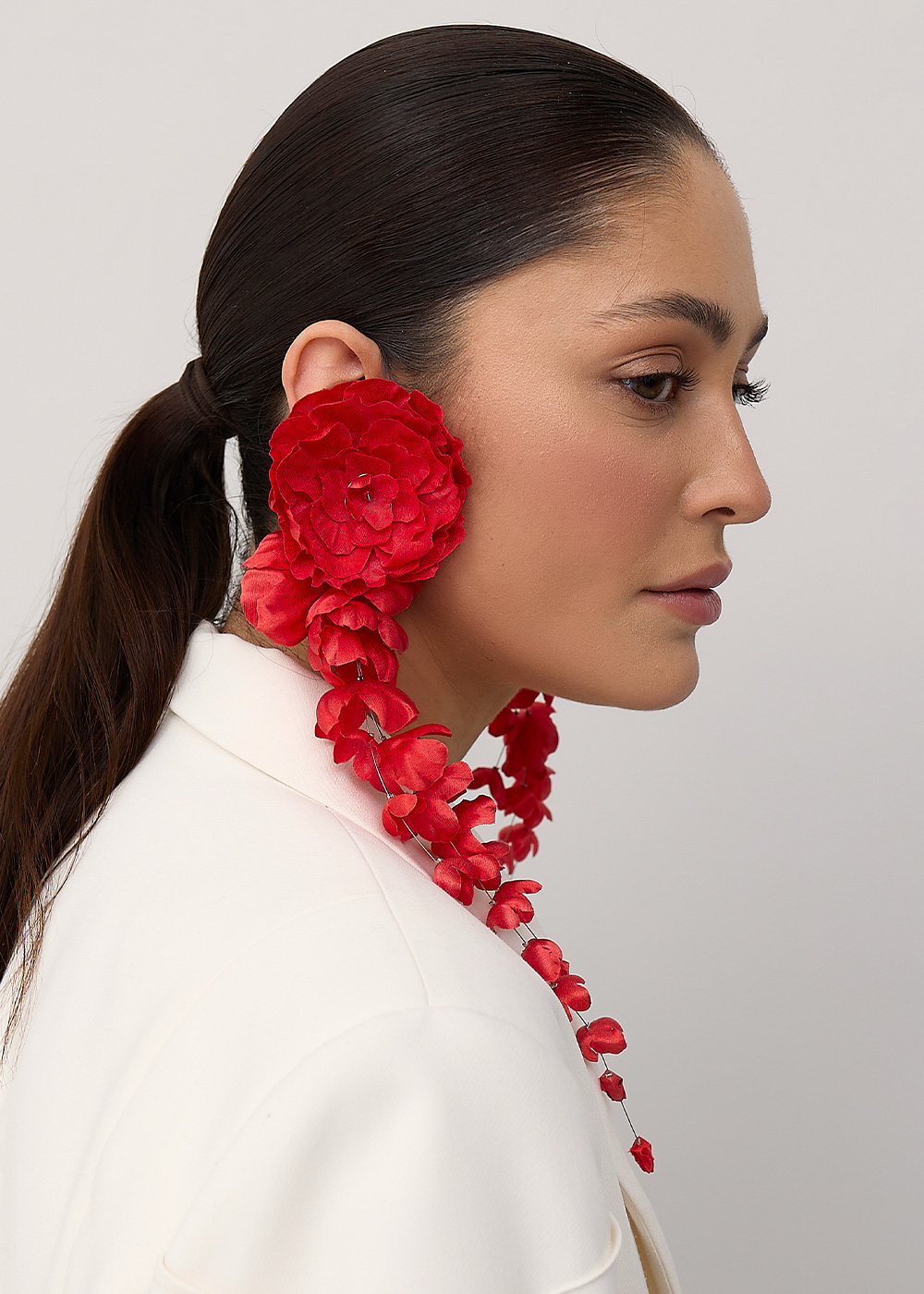 Earrings-bunch trio, red