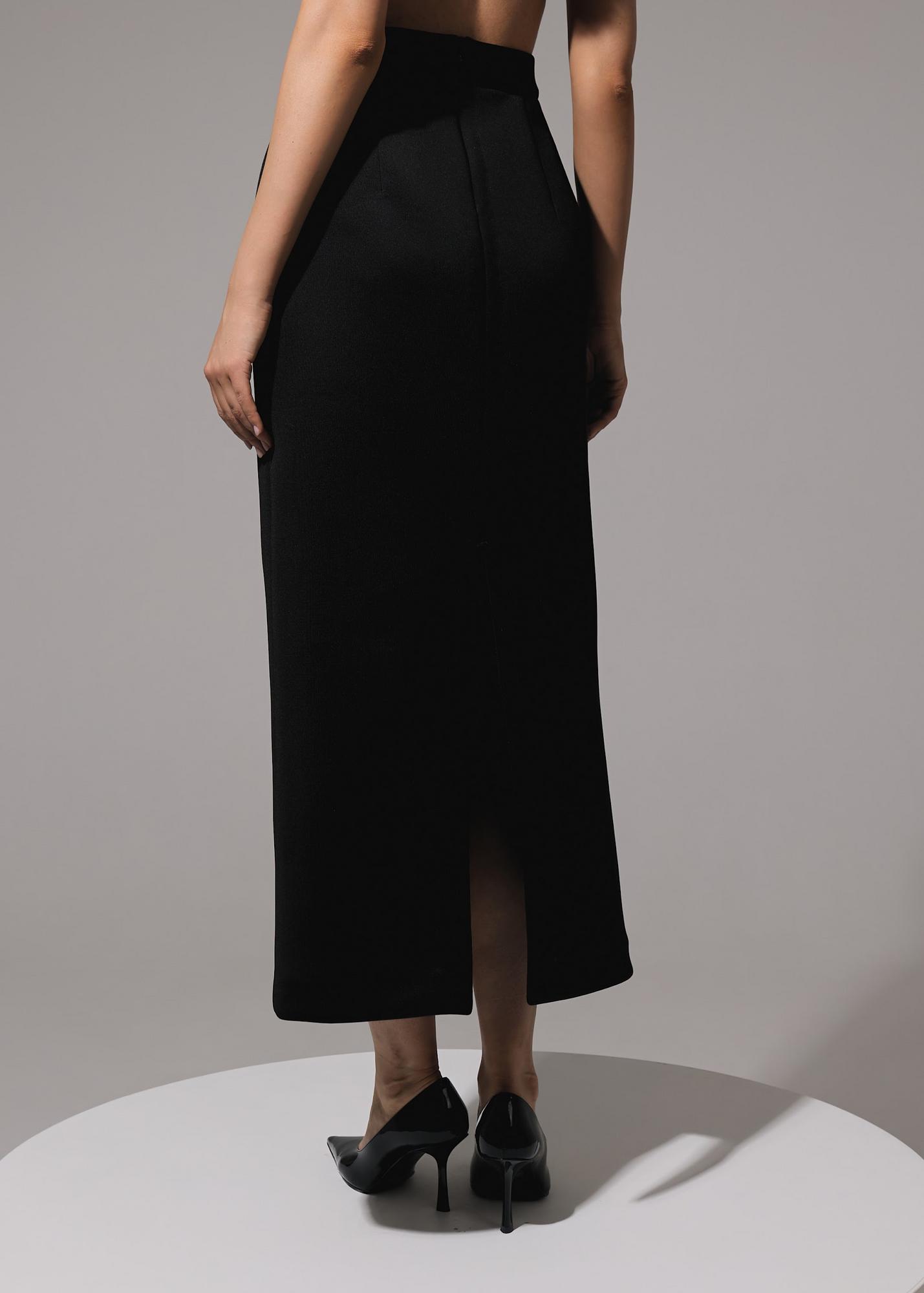 Skirt midi of neoprene, black