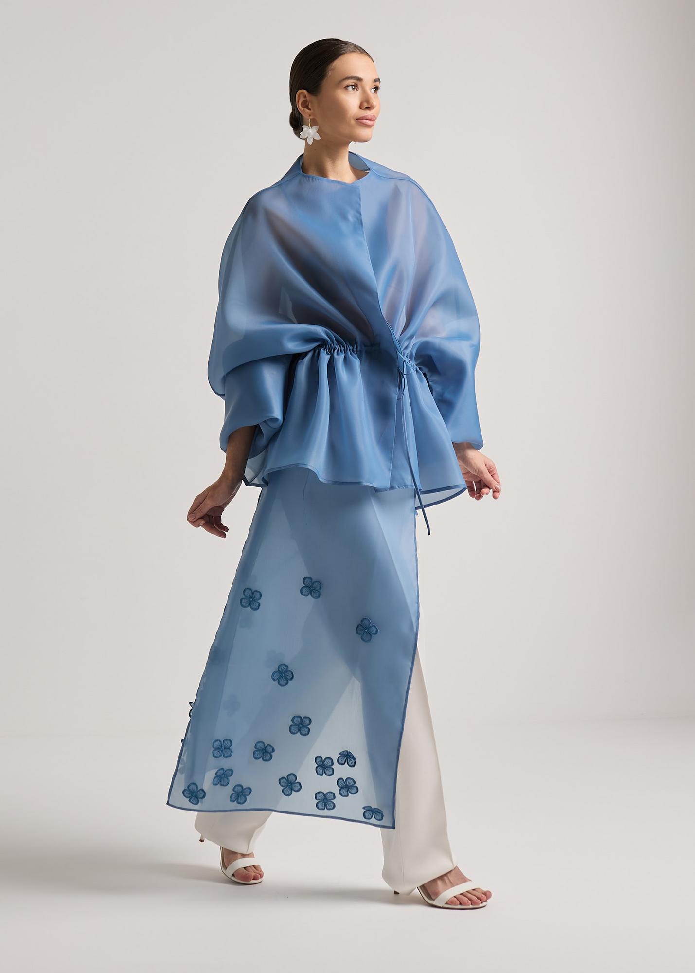 Basque with flowers, gray-blue