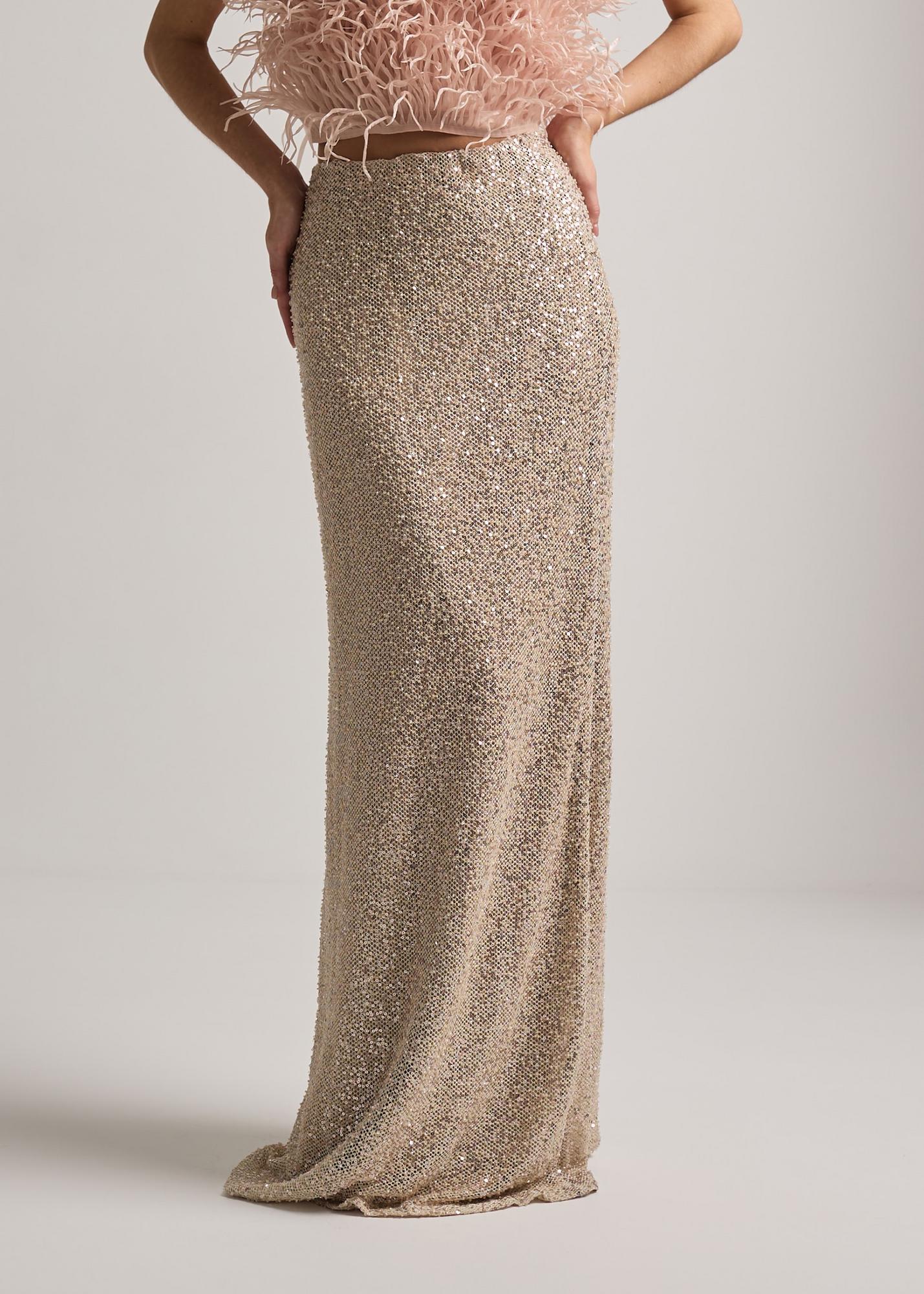 Skirt with sequins, beige