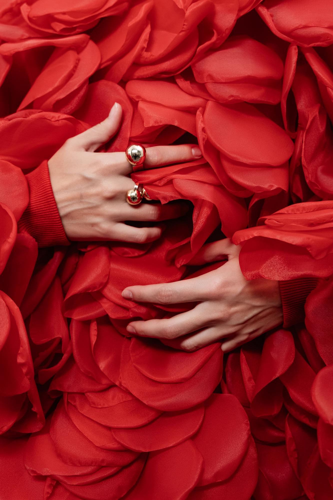 Bomber with petals, red
