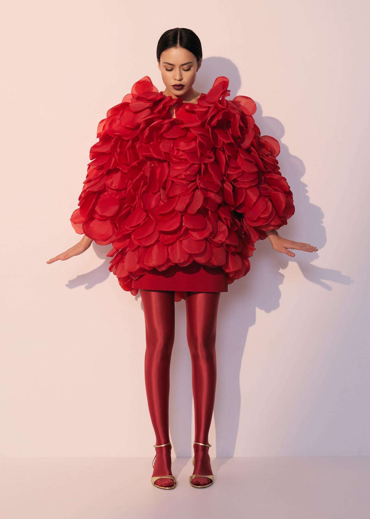 Bomber with petals, red