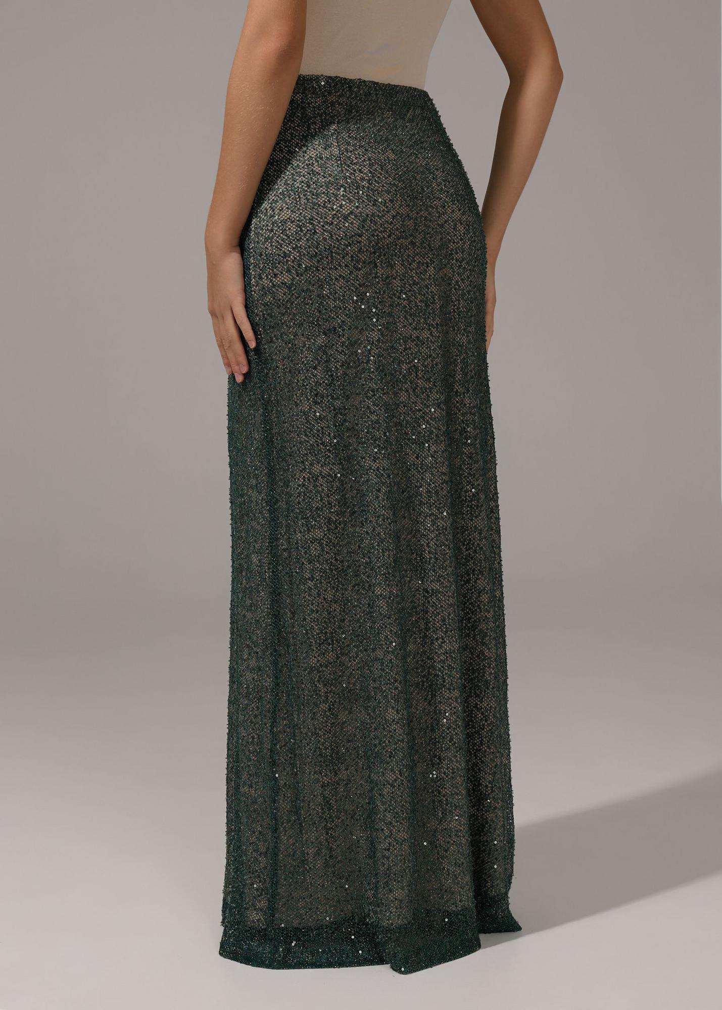 Skirt with sequins, emerald