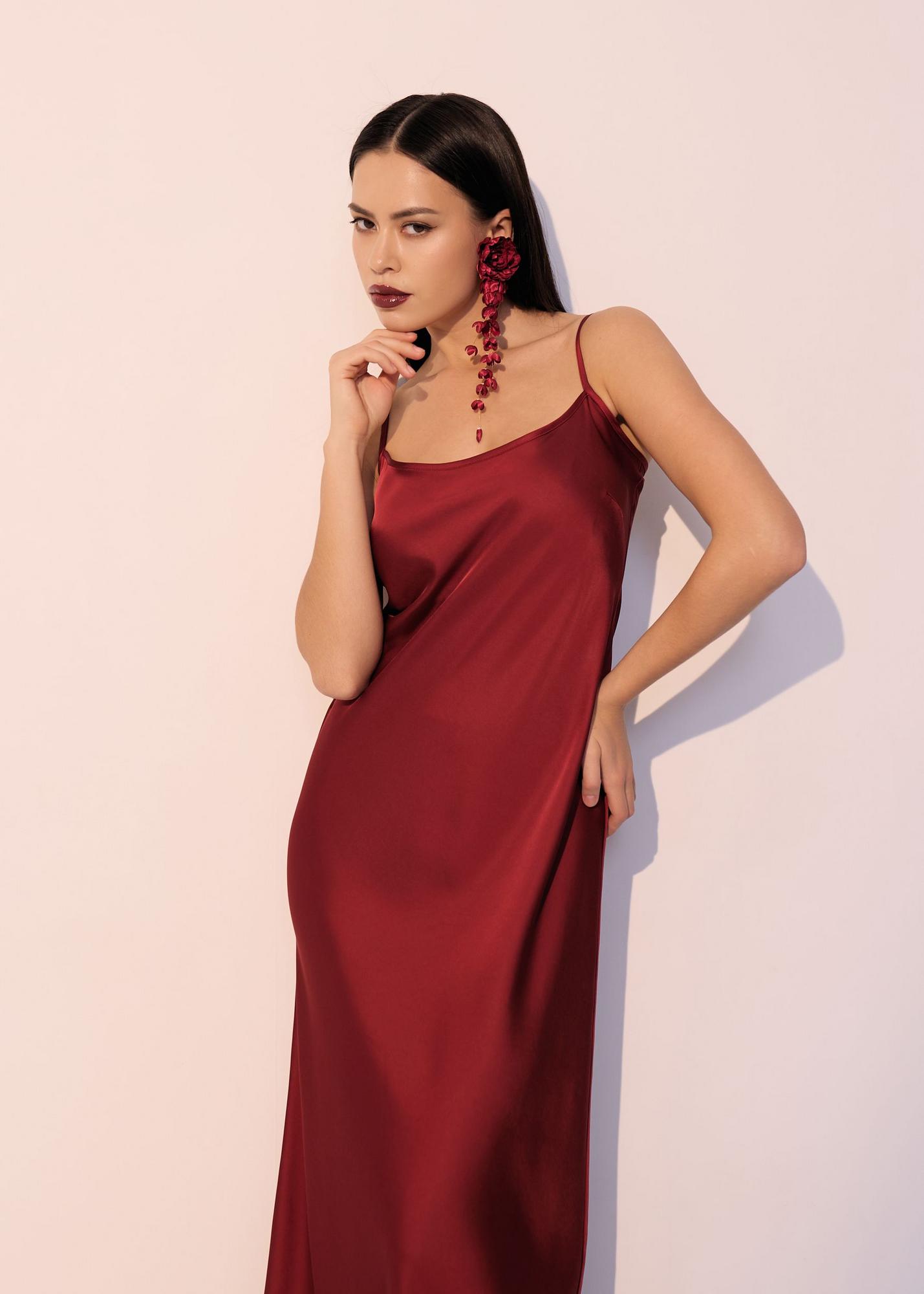 Combination dress, burgundy