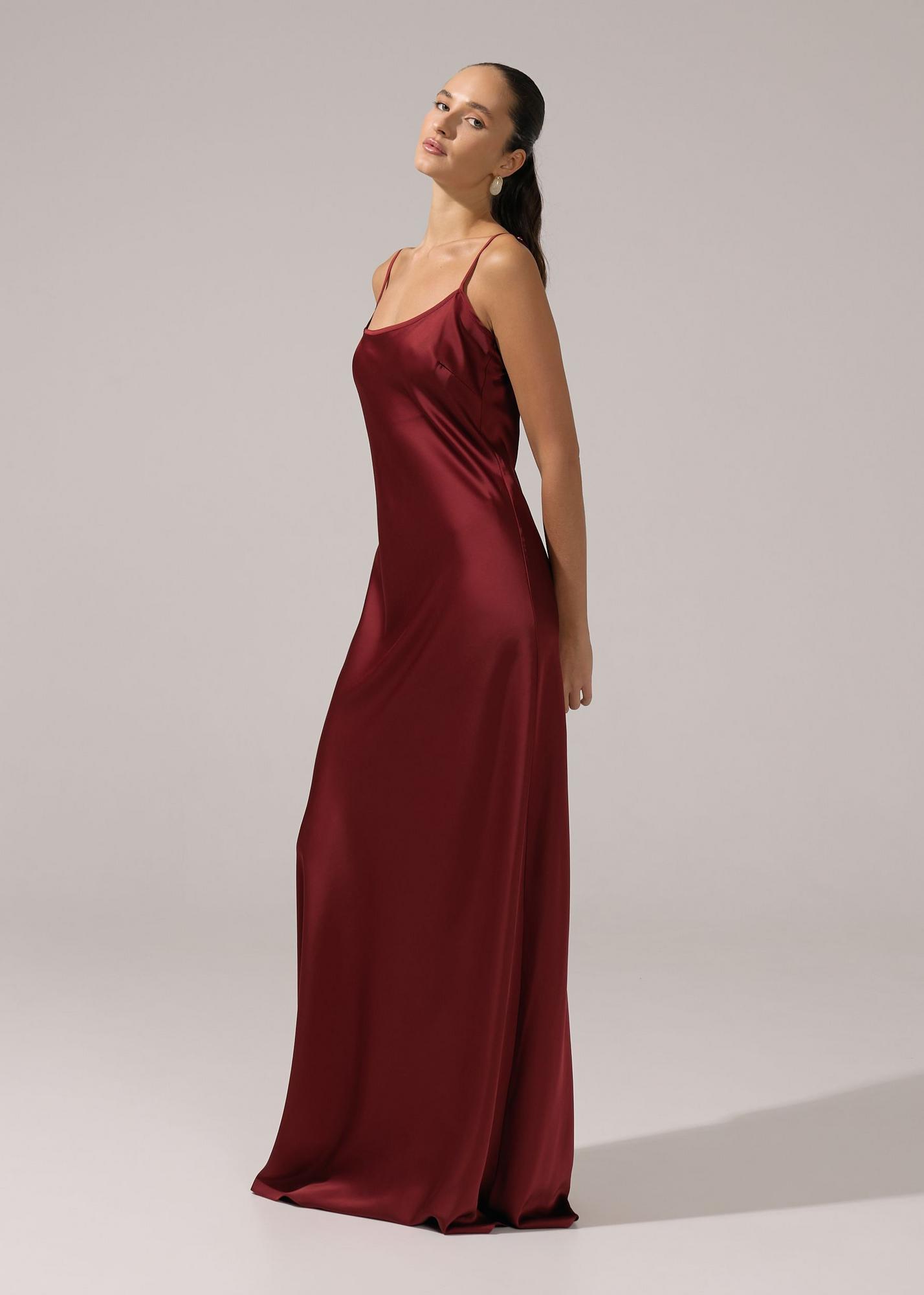 Combination dress, burgundy